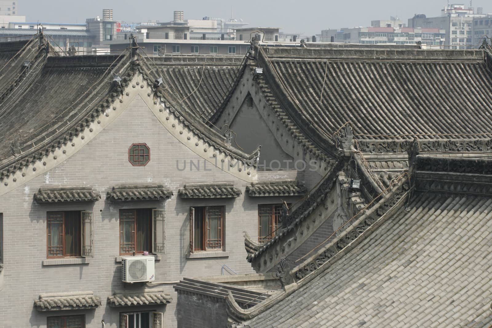 downtown of Xian, overlooking the rooftops