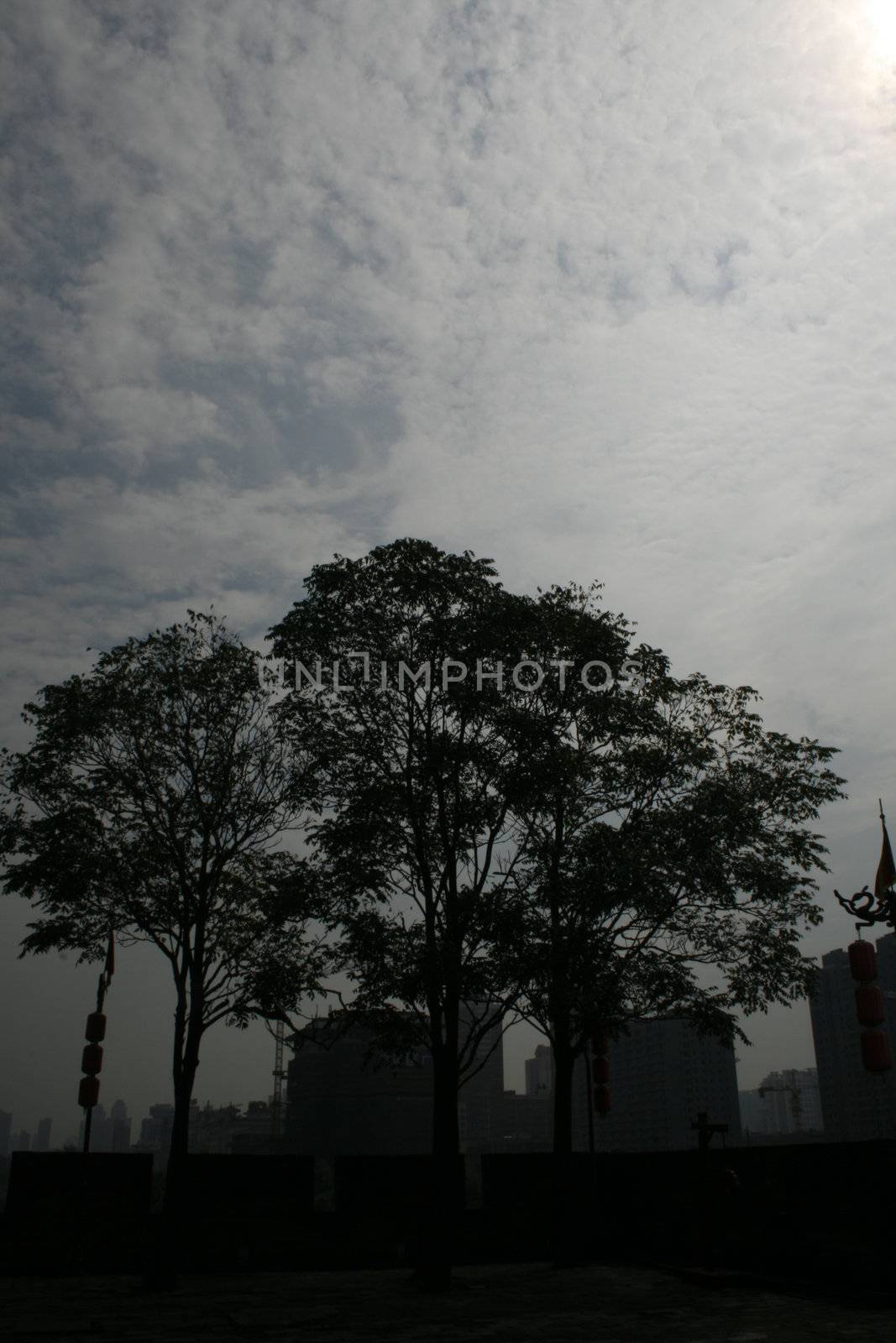 downtown of Xian, overlooking the city wall