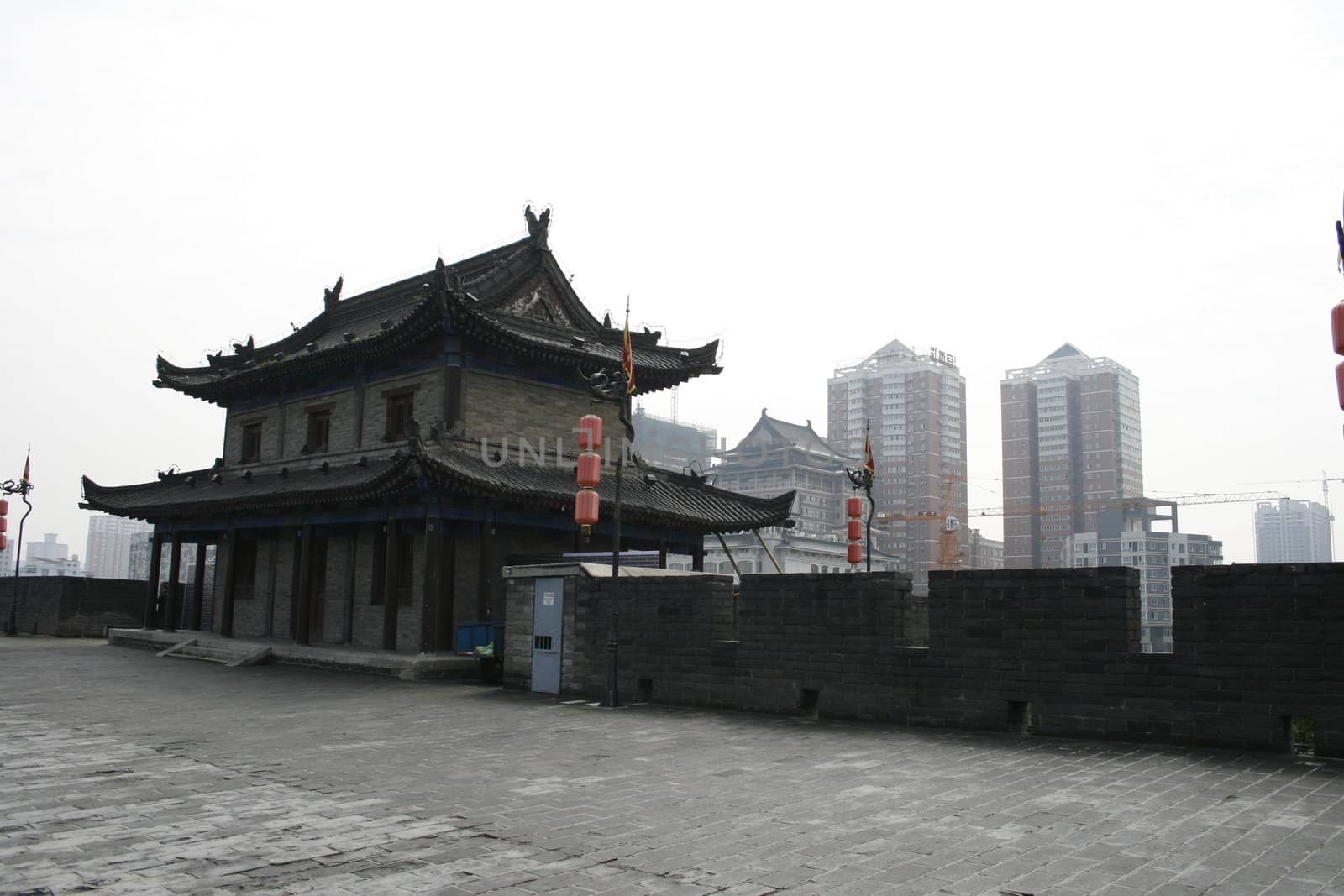downtown of Xian, building to the city wall