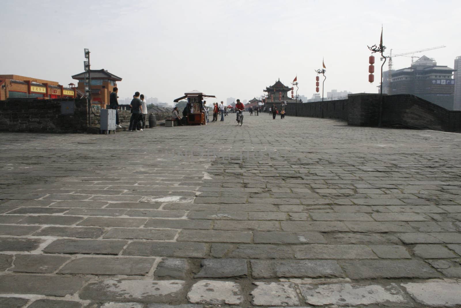 downtown of Xian, overlooking the city wall