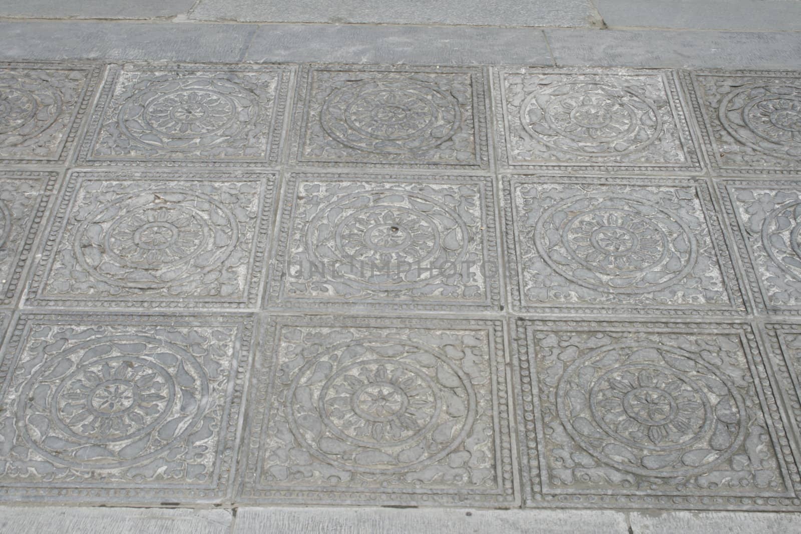 downtown of Xian, Floor tiles in front of the drawbridge