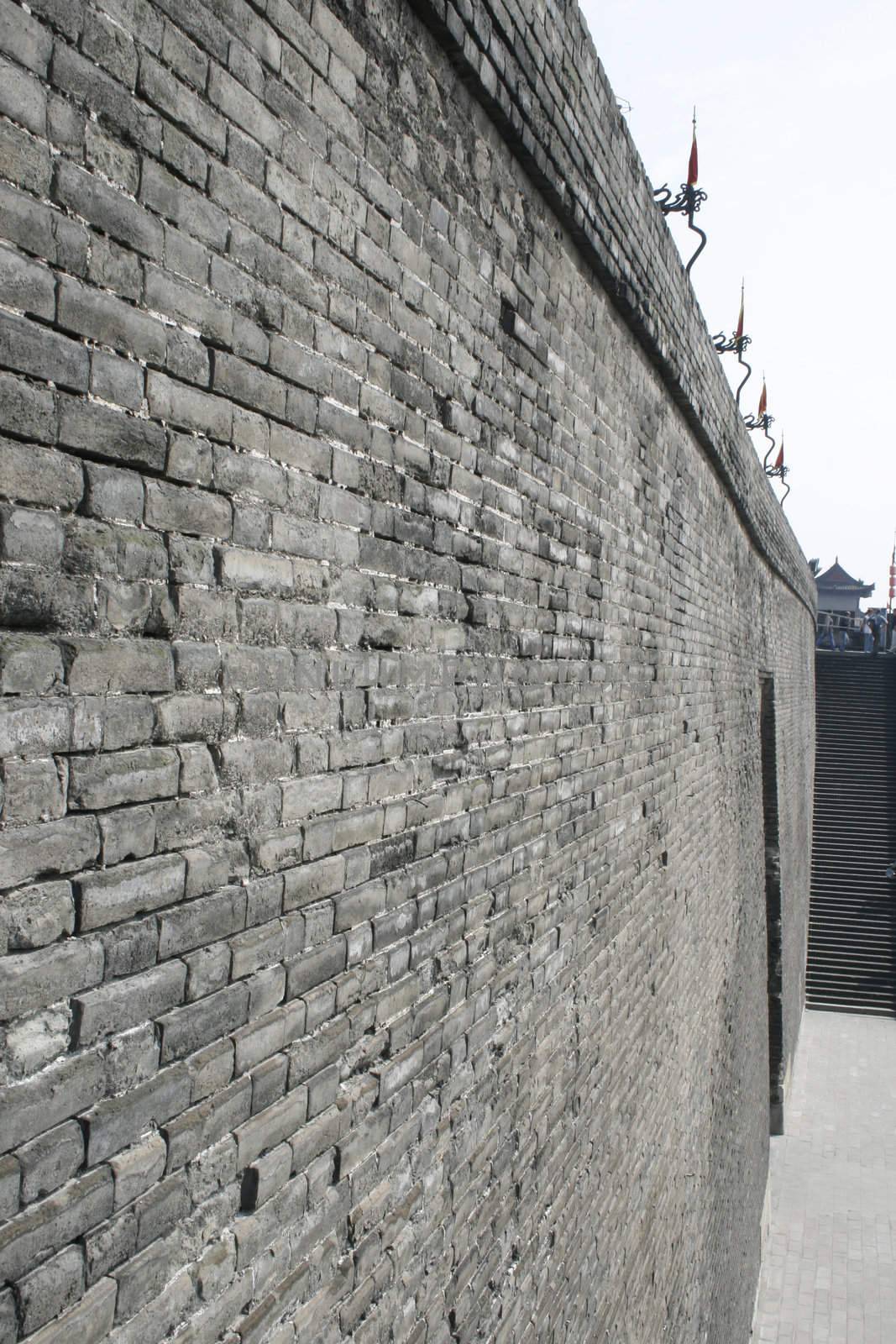 downtown of Xian, overlooking the city wall