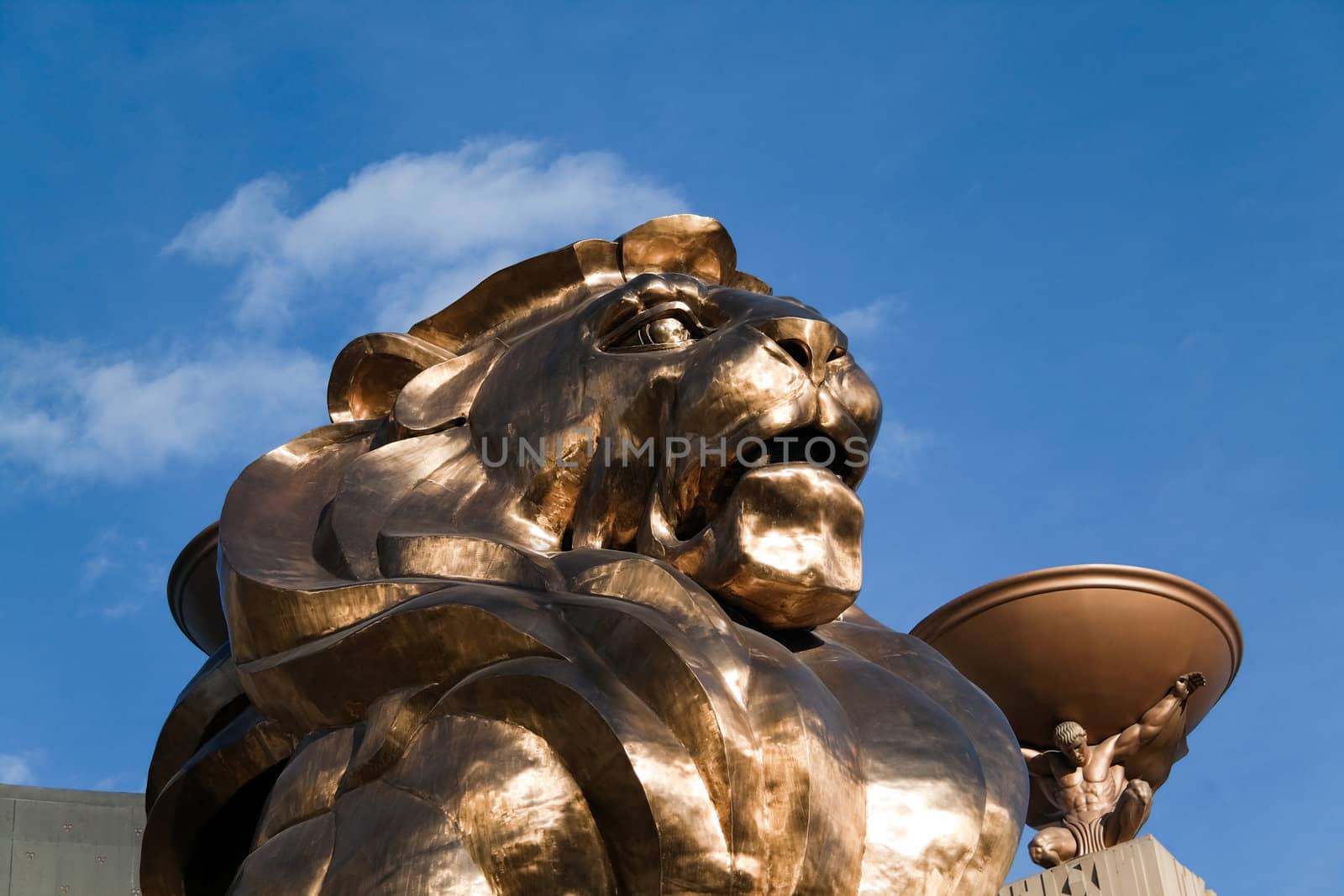December 30th, 2009 - Las Vegas, Nevada, USA - The MGM Hotel and Casino lions head, which is to bring good luck and is the entrance to the hotel