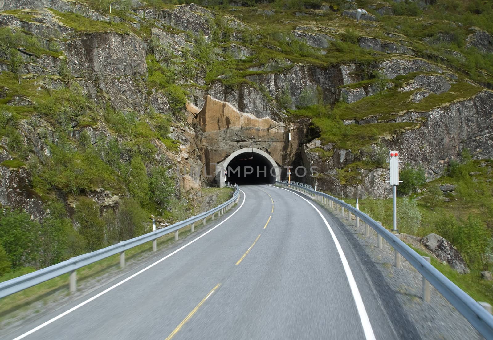 Road tunnel in norwegian mountains