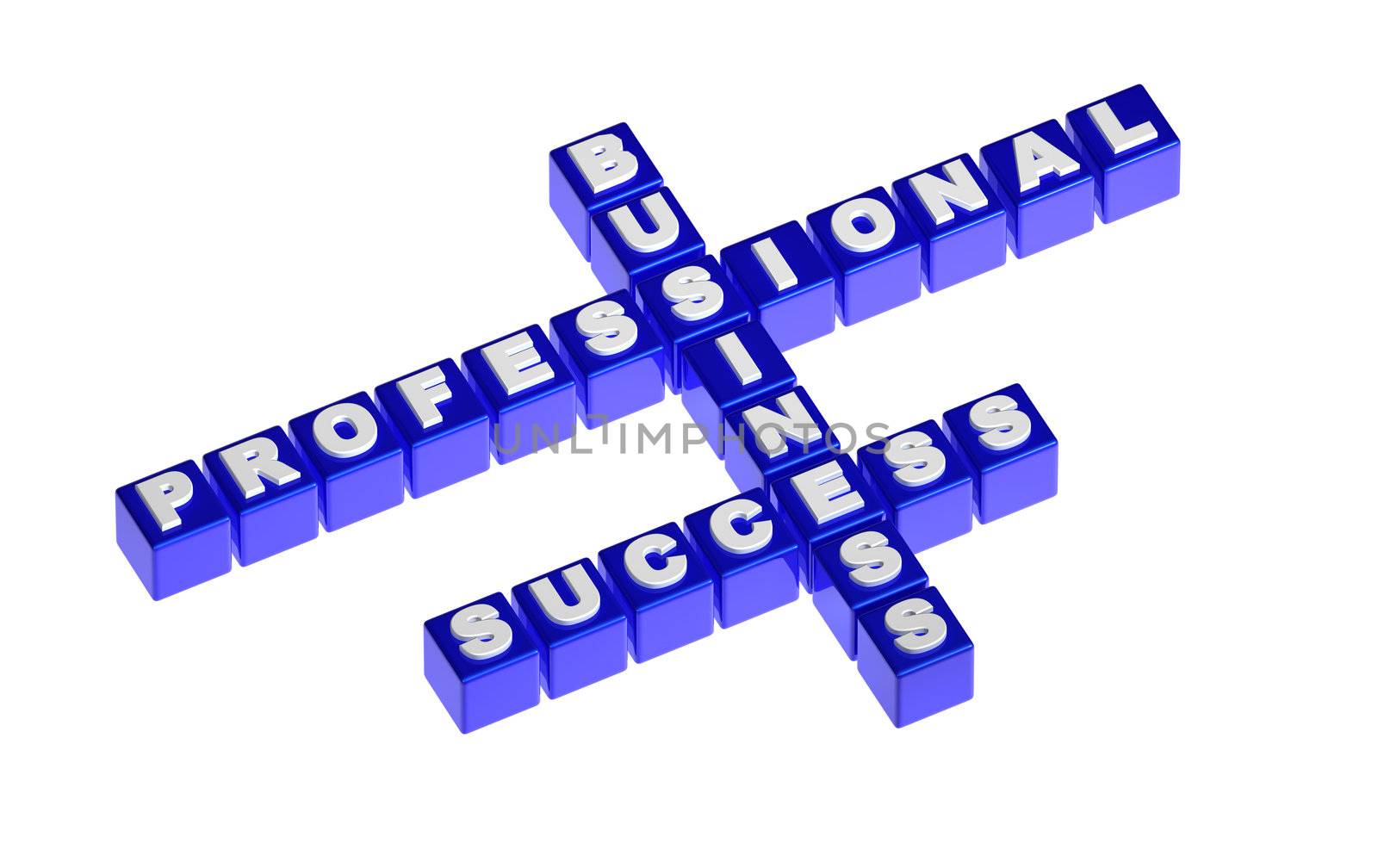 Blue cubes arranged in words business success professional