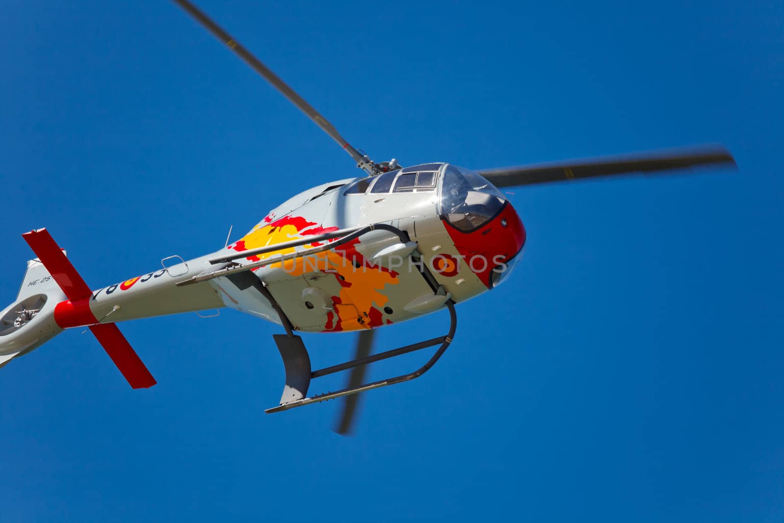CADIZ, SPAIN-SEP 10: Helicopters of the Patrulla Aspa taking part in an test on the 3rd airshow of Cadiz on Sep 10, 2010, in Cadiz, Spain