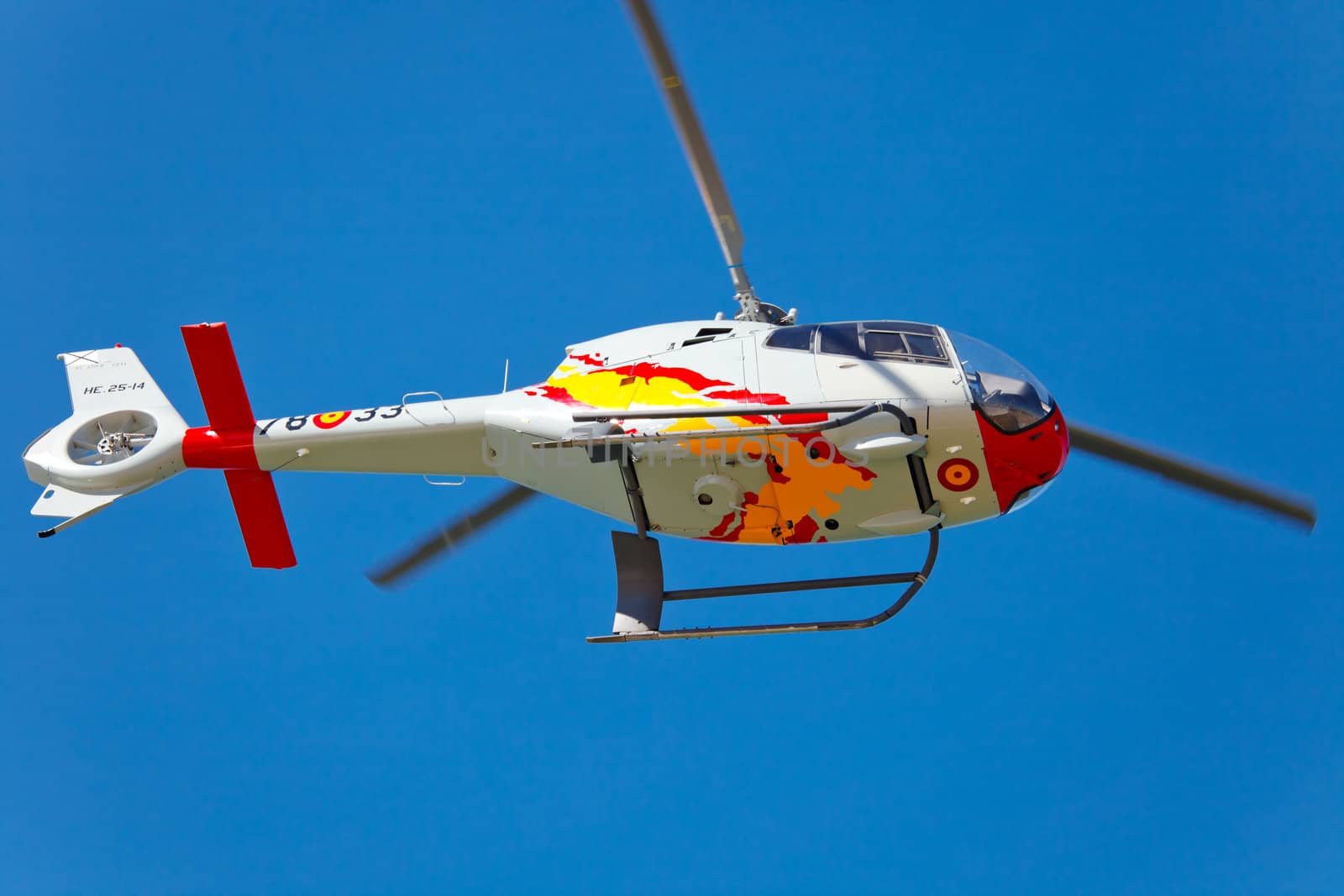CADIZ, SPAIN-SEP 10: Helicopters of the Patrulla Aspa taking part in an test on the 3rd airshow of Cadiz on Sep 10, 2010, in Cadiz, Spain