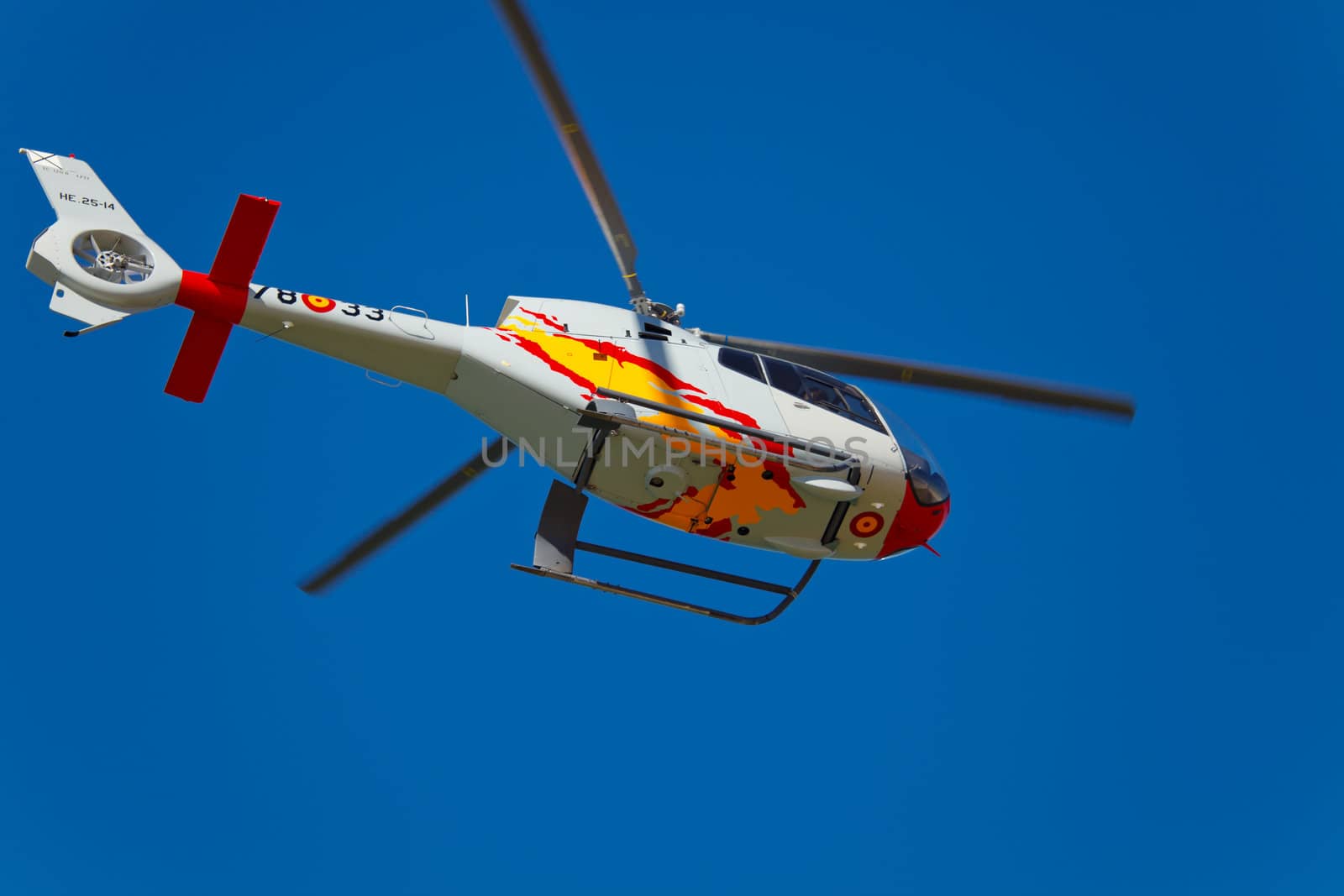 CADIZ, SPAIN-SEP 10: Helicopters of the Patrulla Aspa taking part in an test on the 3rd airshow of Cadiz on Sep 10, 2010, in Cadiz, Spain