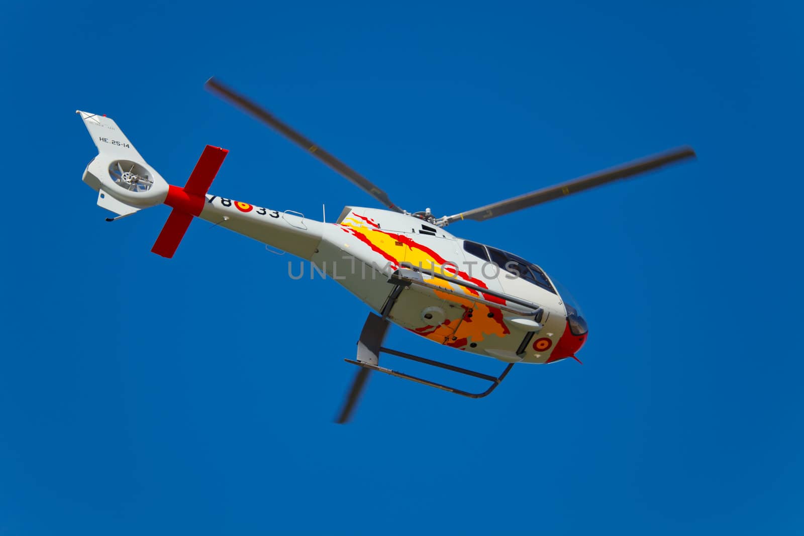 CADIZ, SPAIN-SEP 10: Helicopters of the Patrulla Aspa taking part in an test on the 3rd airshow of Cadiz on Sep 10, 2010, in Cadiz, Spain
