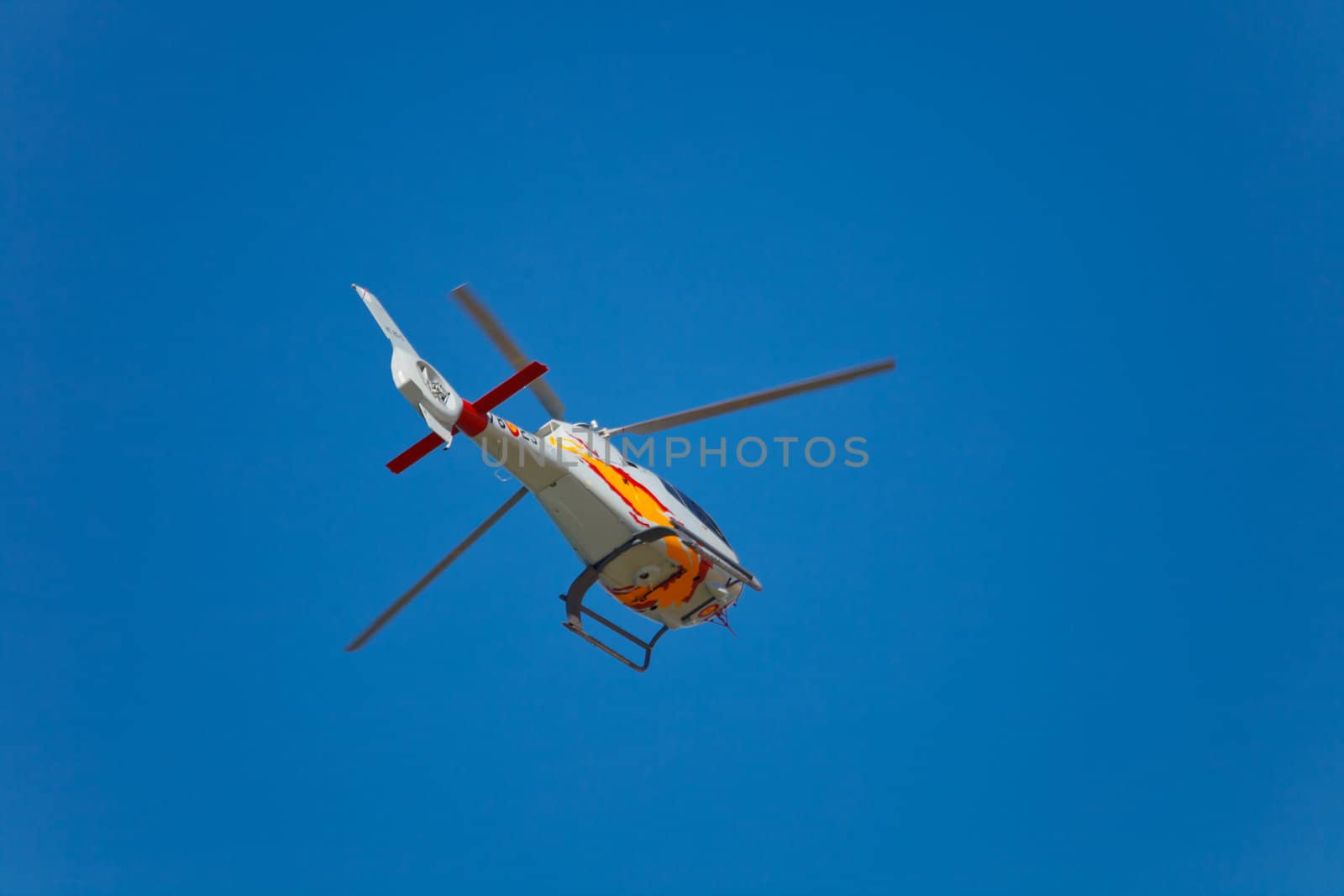 CADIZ, SPAIN-SEP 10: Helicopters of the Patrulla Aspa taking part in an test on the 3rd airshow of Cadiz on Sep 10, 2010, in Cadiz, Spain