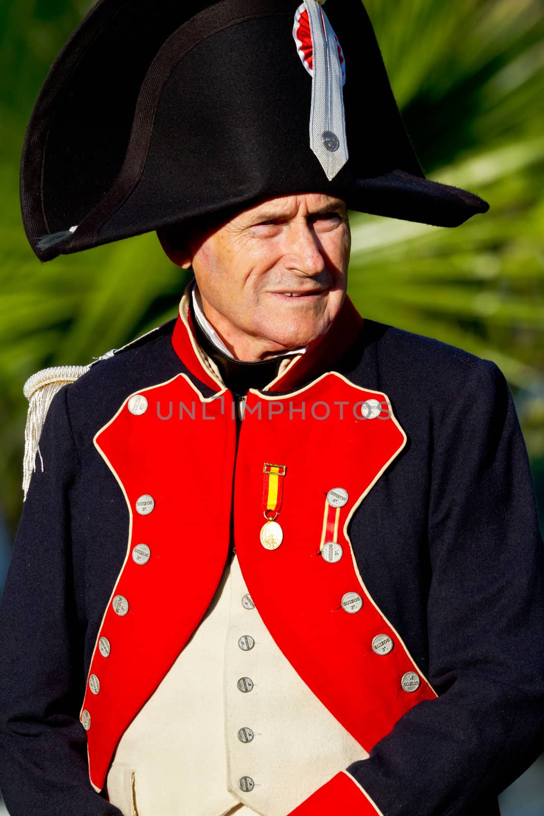 SAN FERNANDO, SPAIN - SEP 24: Actor taking part in the historical military reenacting of the oath of the Spanish constitution of 1812 on Sep 24, 2011 in San Fernando, Spain