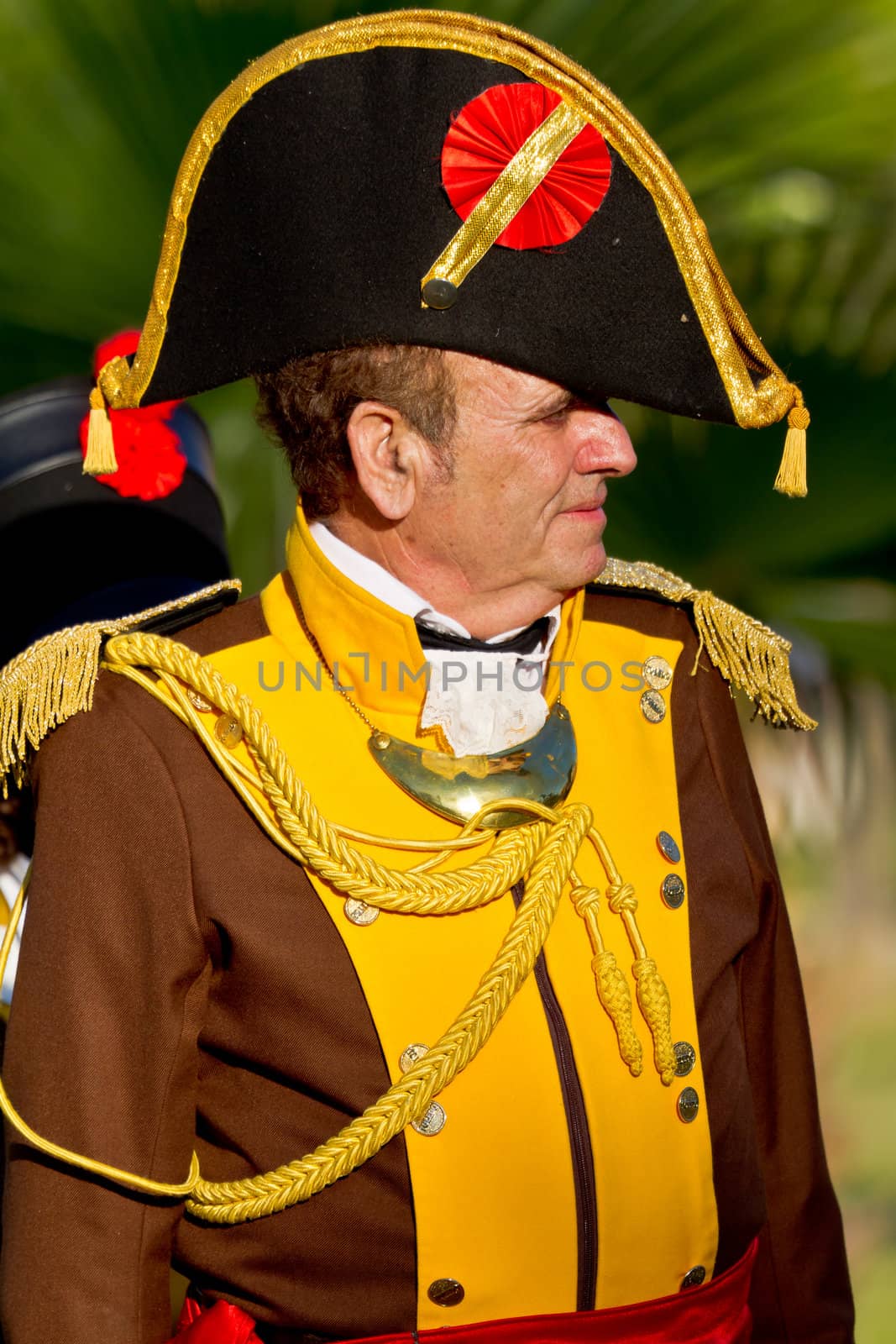SAN FERNANDO, SPAIN - SEP 24: Actor taking part in the historical military reenacting of the oath of the Spanish constitution of 1812 on Sep 24, 2011 in San Fernando, Spain