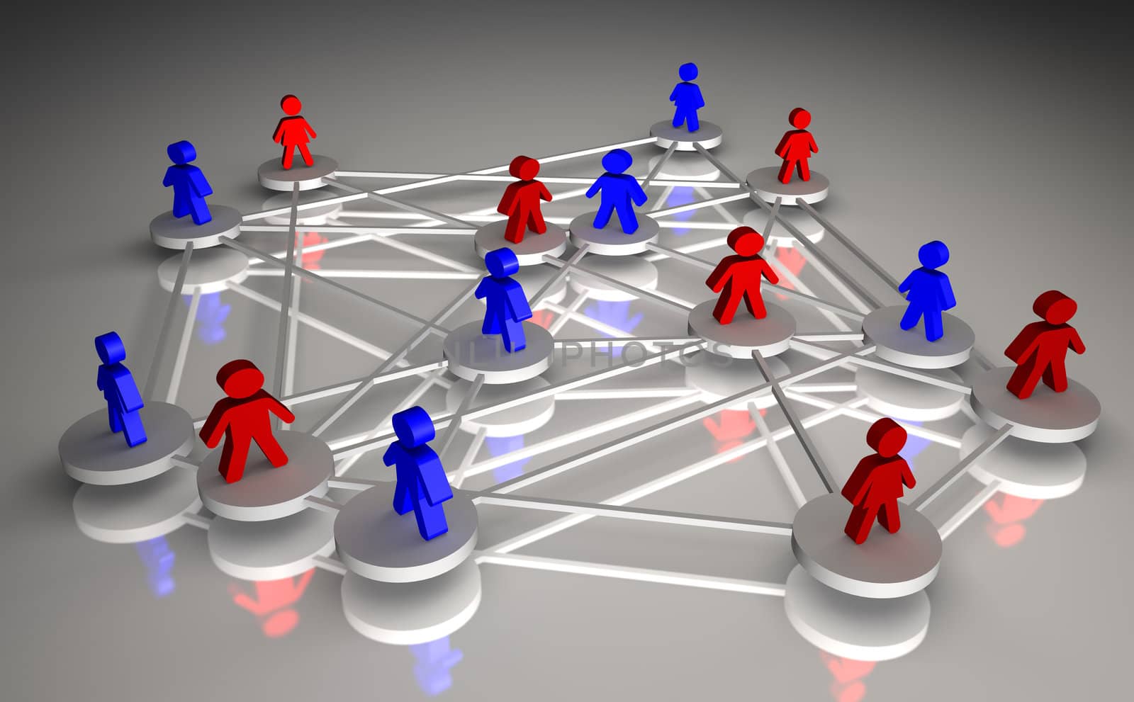 Illustration 3D rendered of the concept of people connected