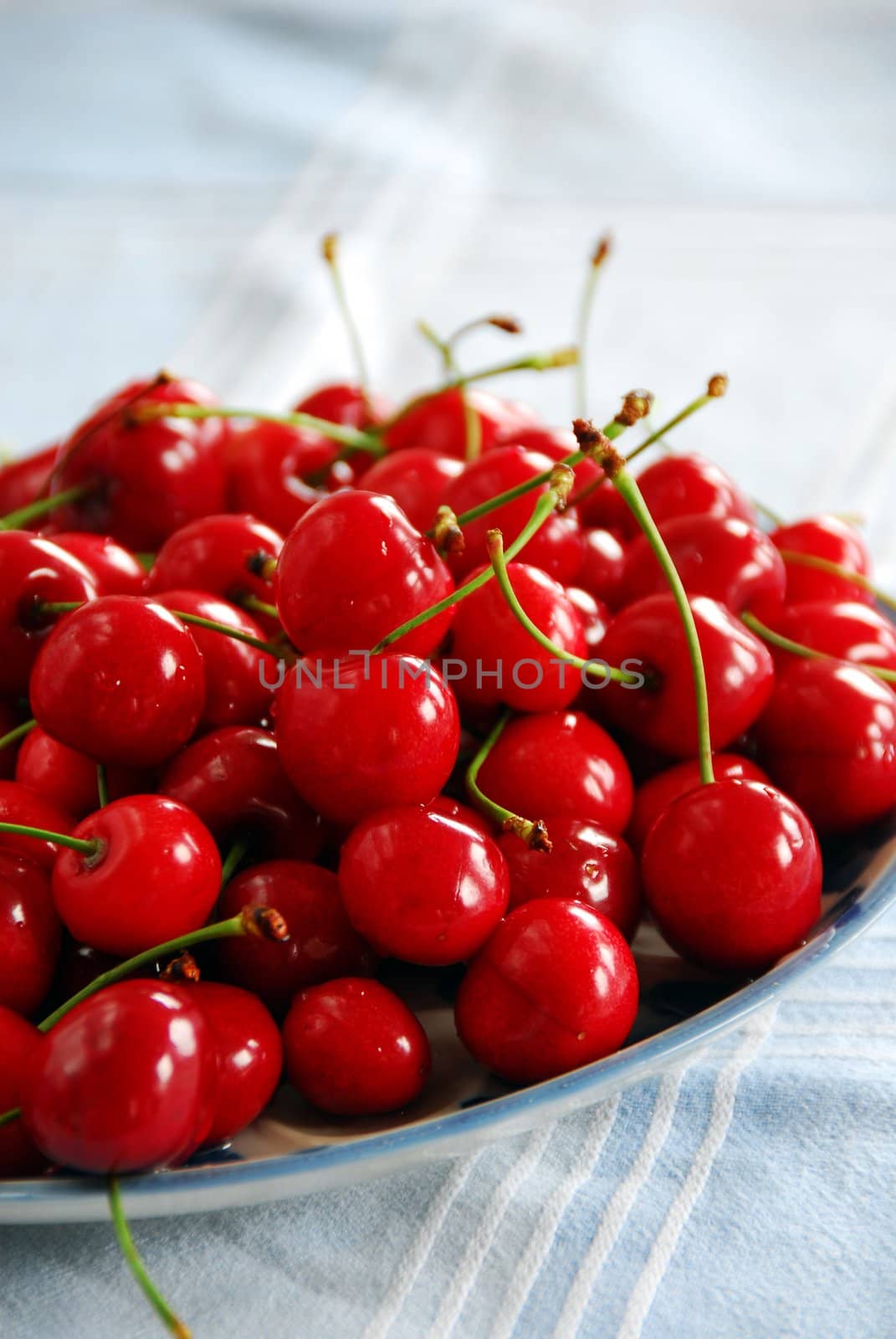 Appetizing red cherries by simply