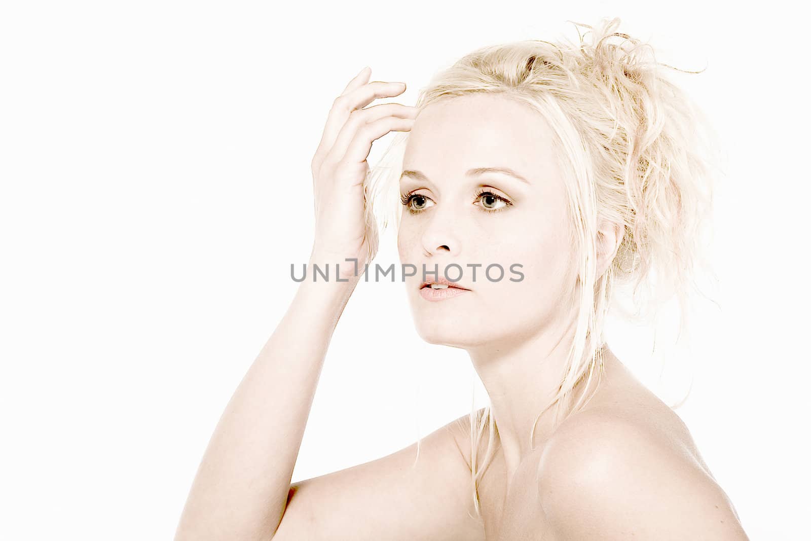 Portrait of a beautiful blond in the studio 