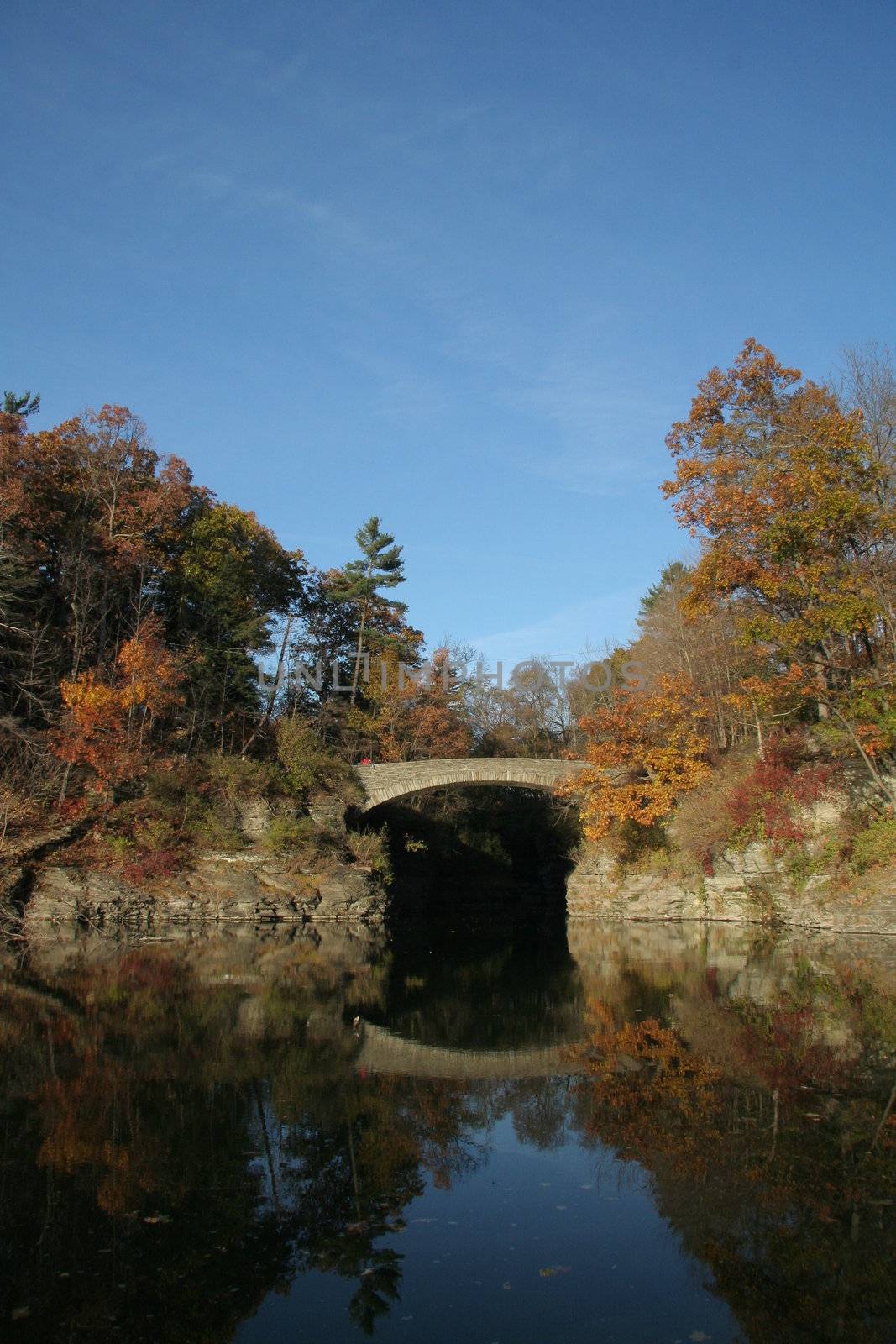 Bridge at Beebe Lake at Cornell University by werewolf57