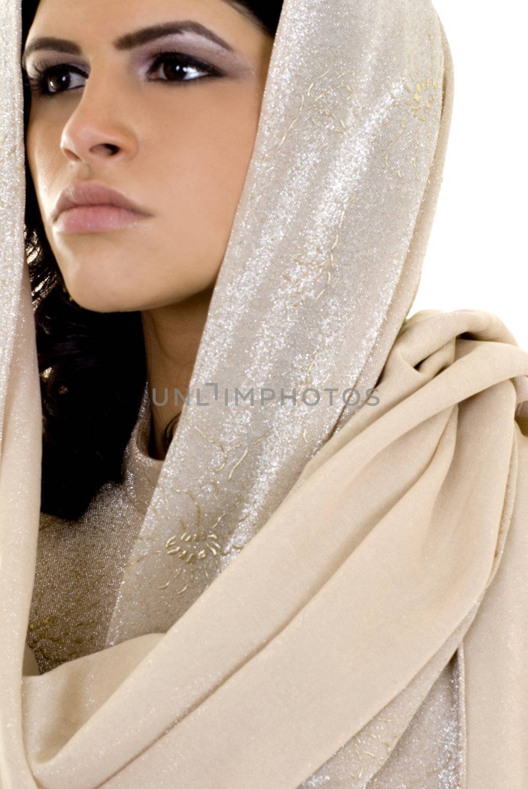 A young ethnic woman in a sari.