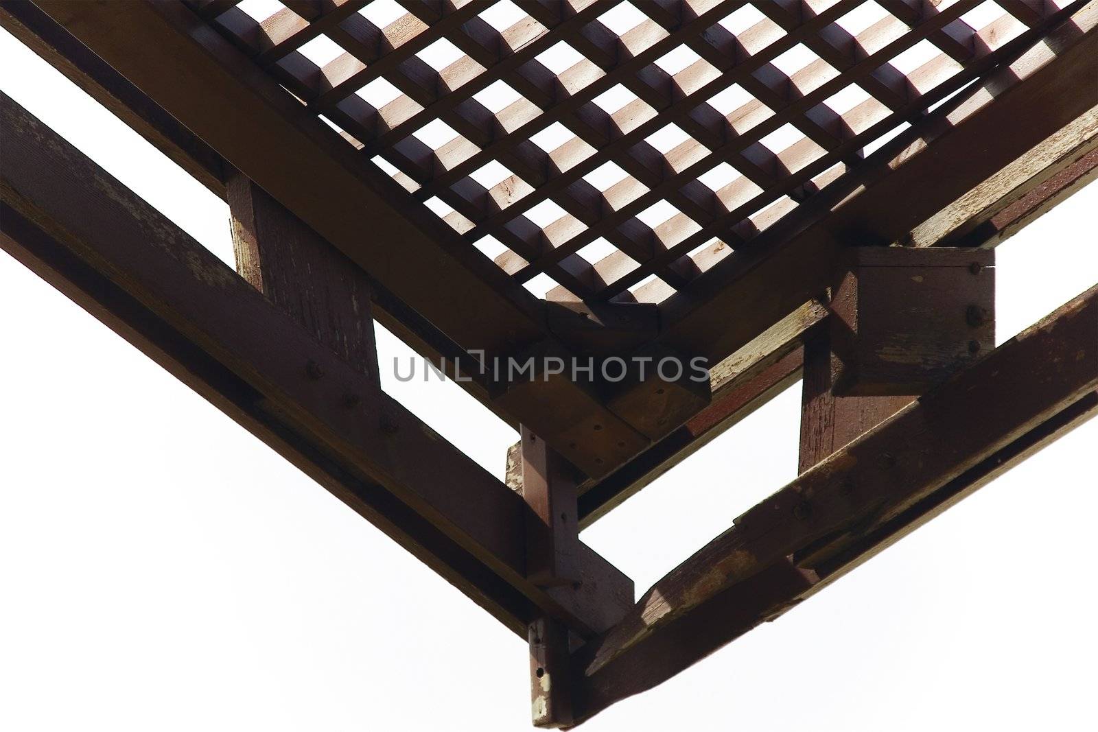 Old wooden pergola. Isolated object.