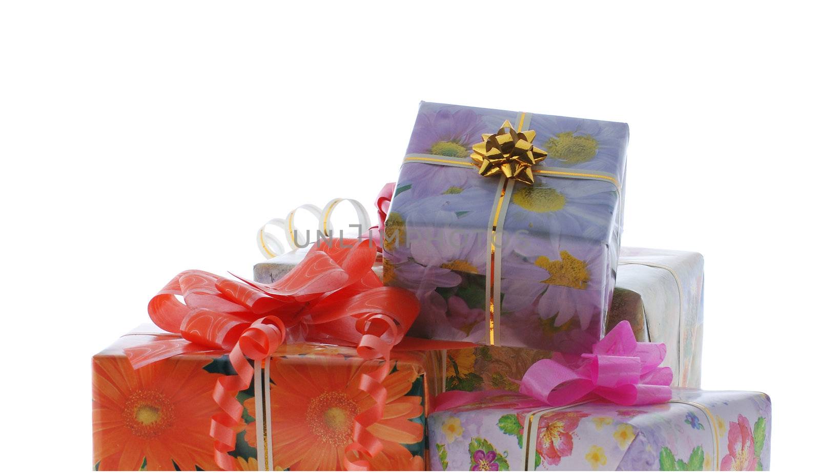 boxes with gifts. It is isolated on a white background