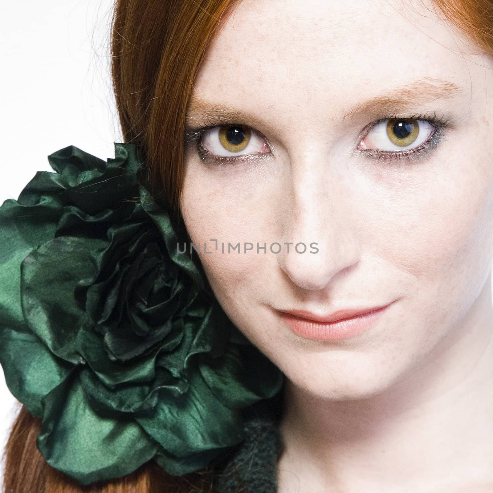 Studio portrait of a natural redhead
