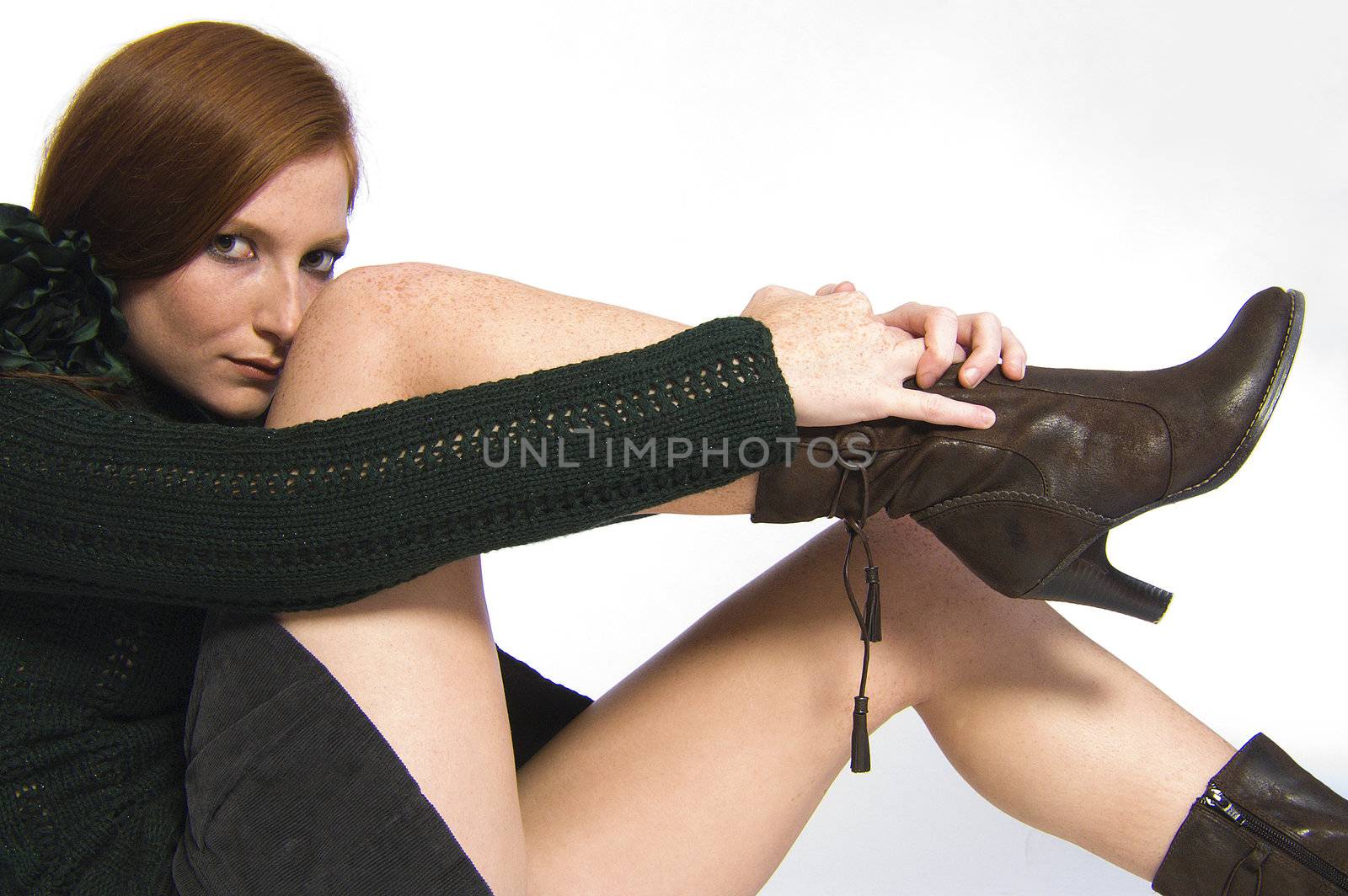 red head brown boots green eyes by DNFStyle