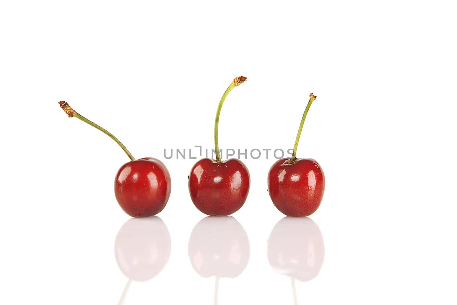 Sweet red cherries isolated on a white background 