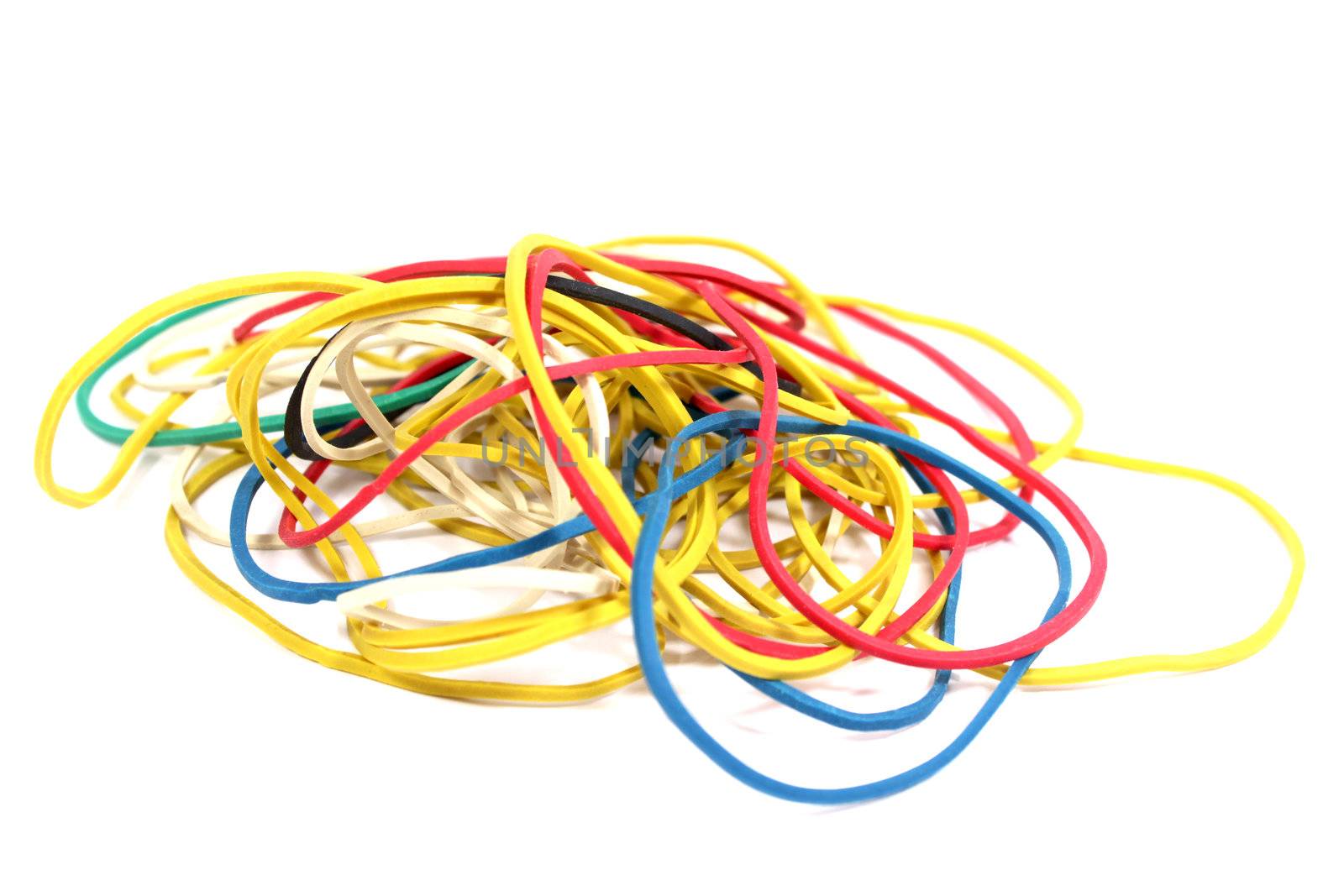 Elastic bands for money on white background
