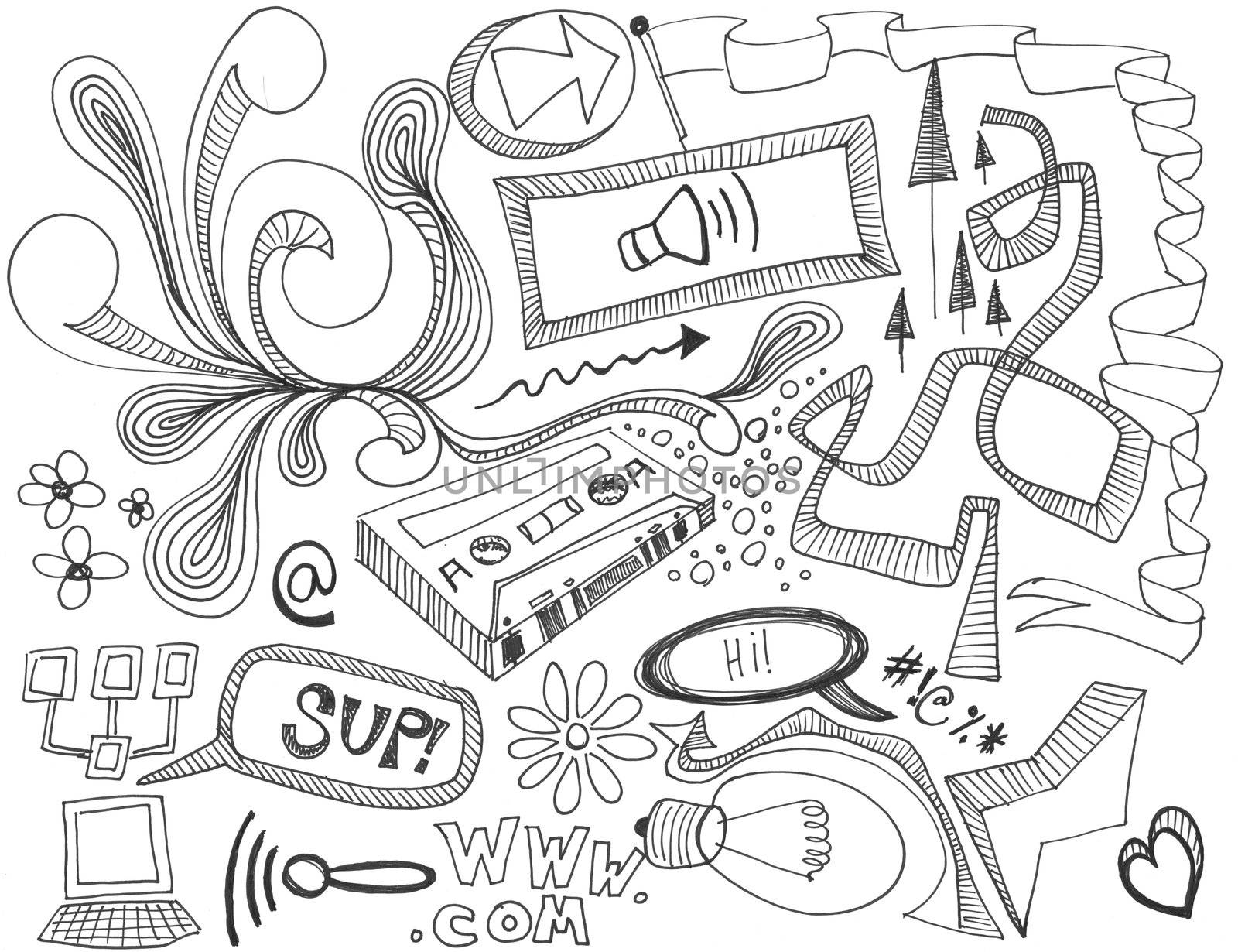 hand drawn doodles design elements scetch scribbles drawing by jeremywhat