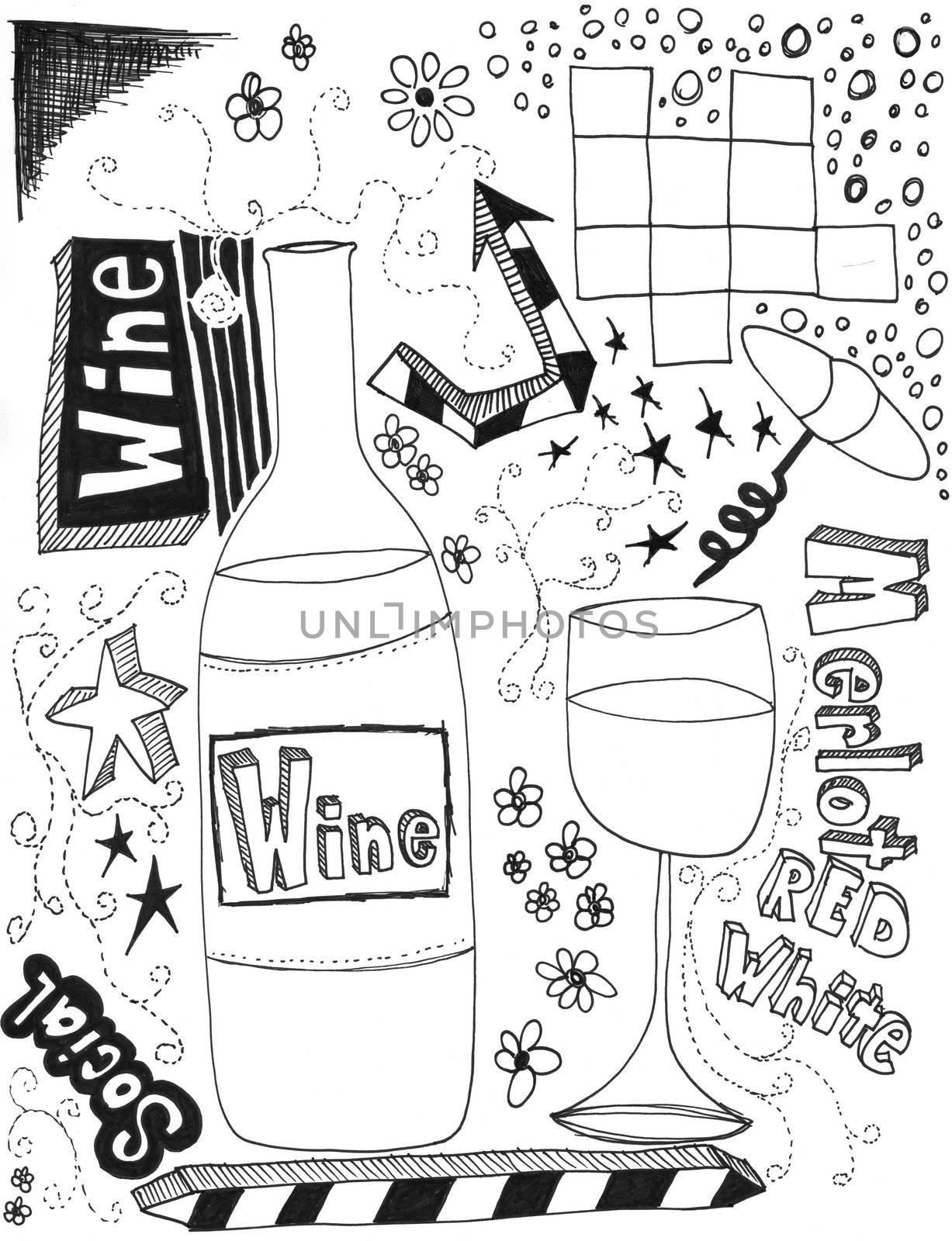 hand drawn doodles design elements scetch scribbles drawing