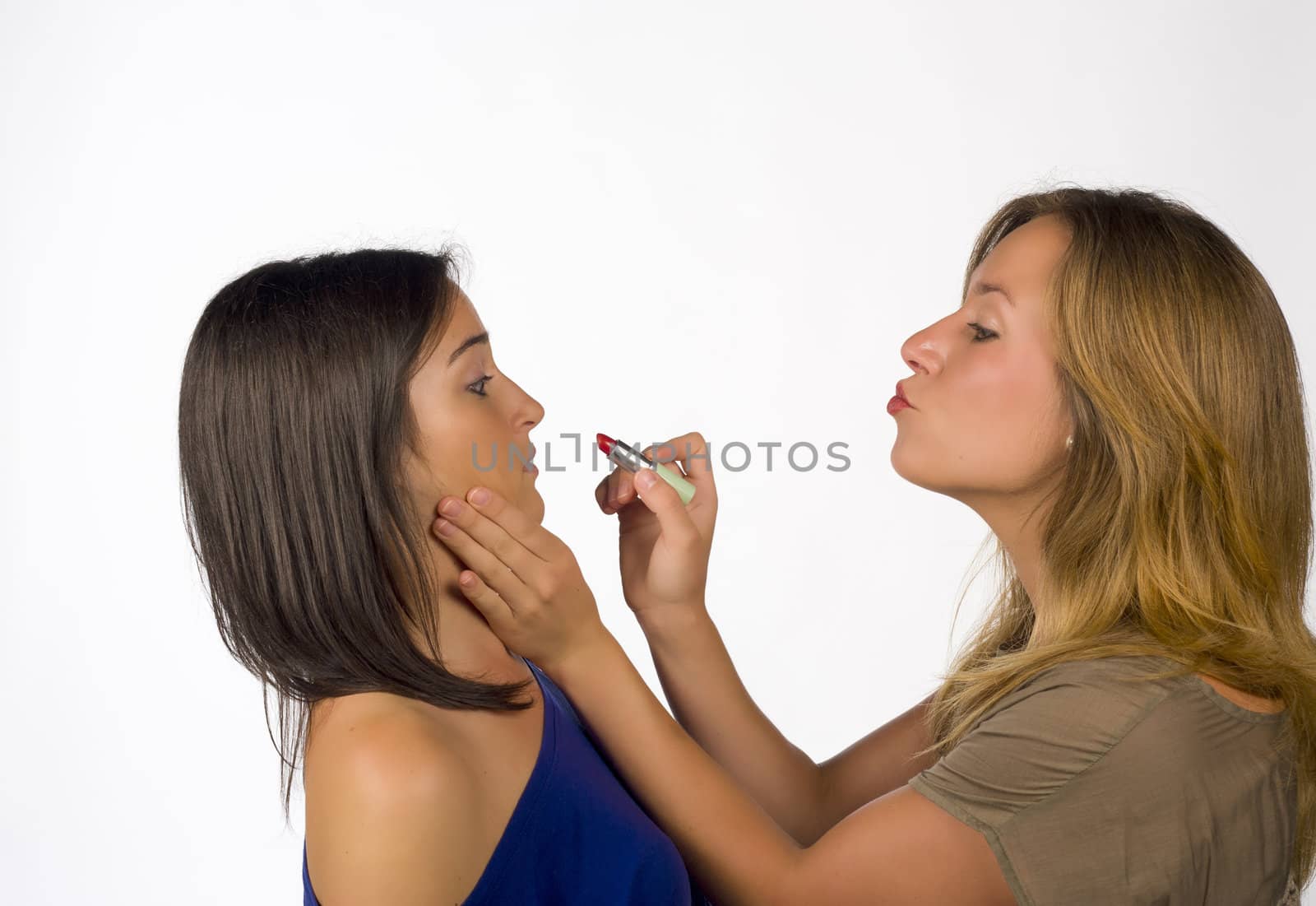 Natural girl being harassed by a cosmetic freak