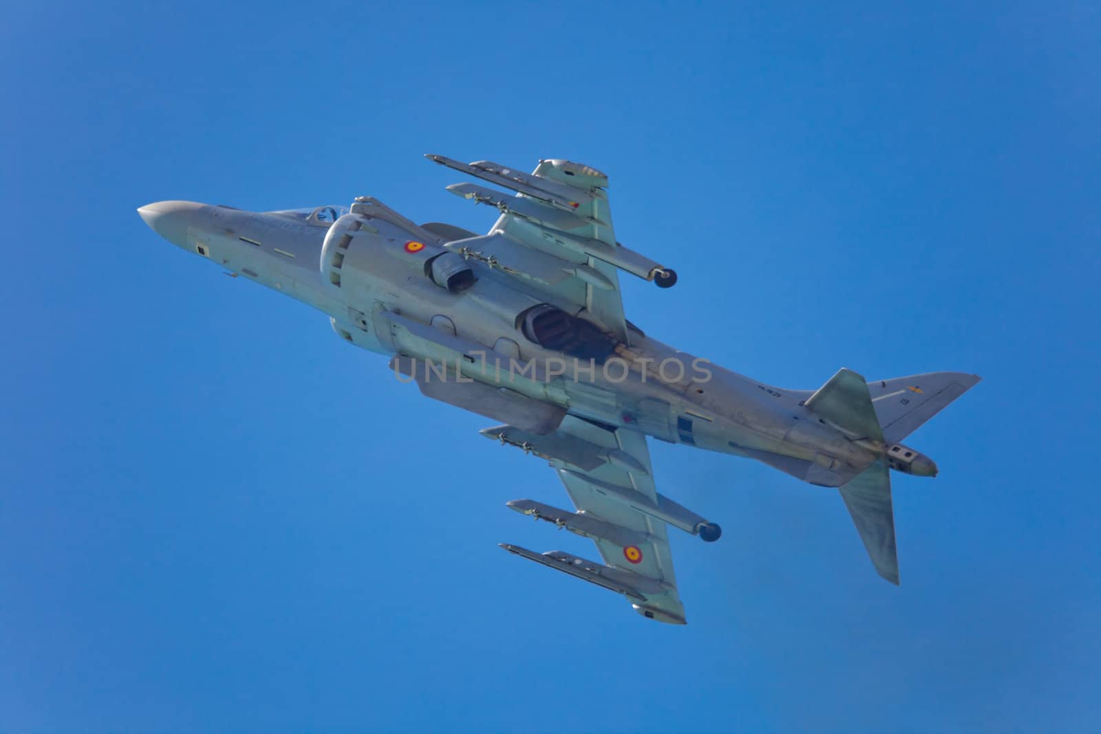 CADIZ, SPAIN-SEP 12: Aircraft AV-8B Harrier Plus taking part in an exhibition on the 3rd airshow of Cadiz on Sep 12, 2010, in Cadiz, Spain