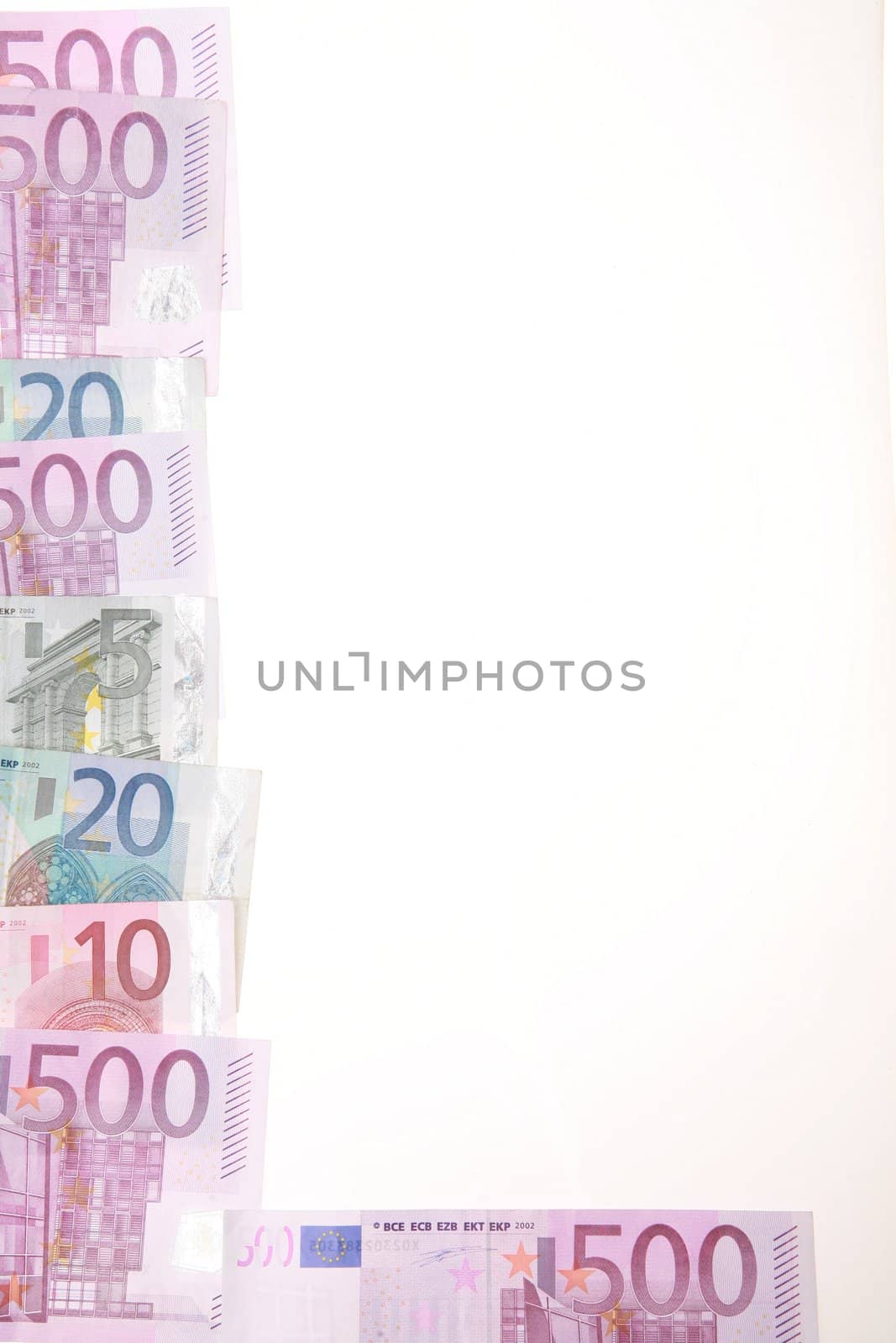 close-up of Euro Money on white...........