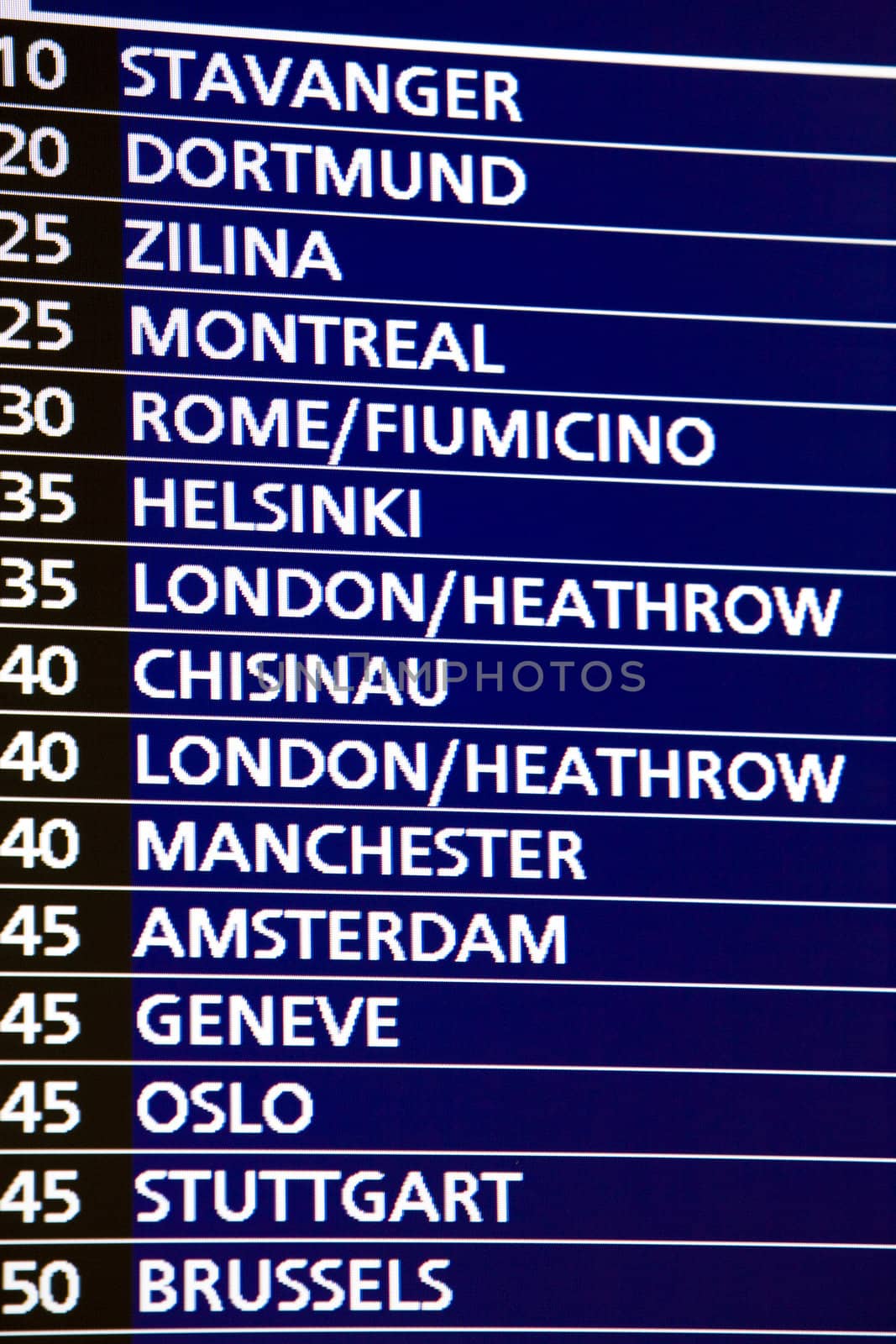 departure information board, Prague Airport, Ruzyne, Czech Republic