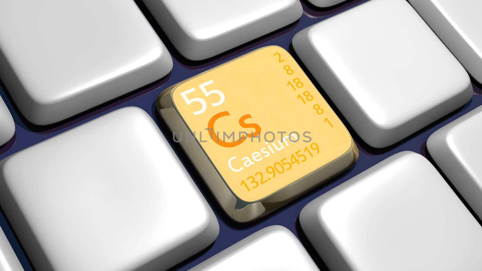 Keyboard (detail) with Caesium element - 3d made 