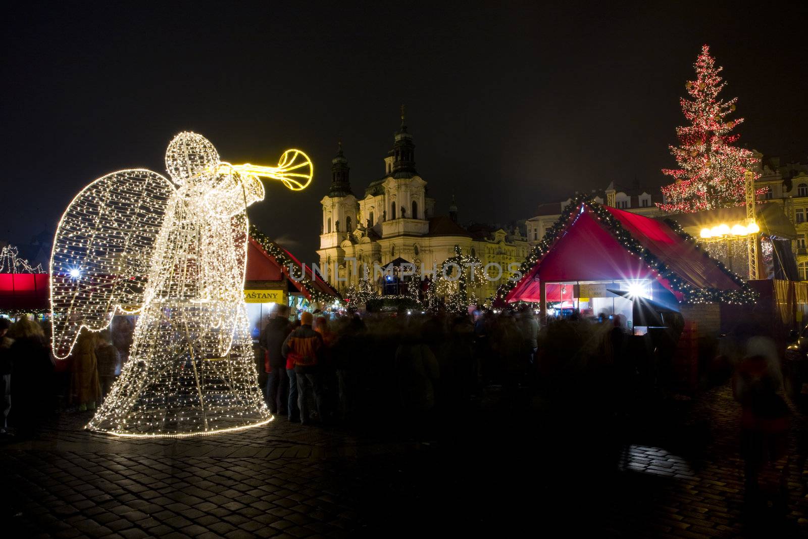 Old Town Square at Christmas time, Prague, Czech Republic