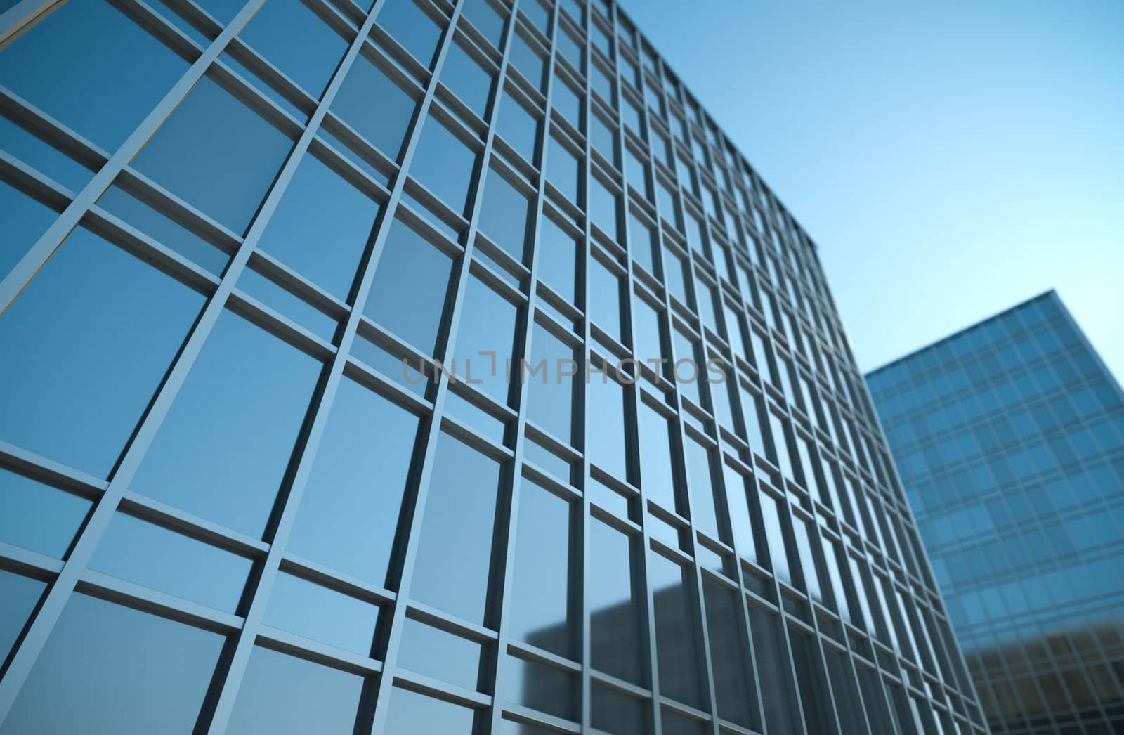 High office buildings, 3D render.