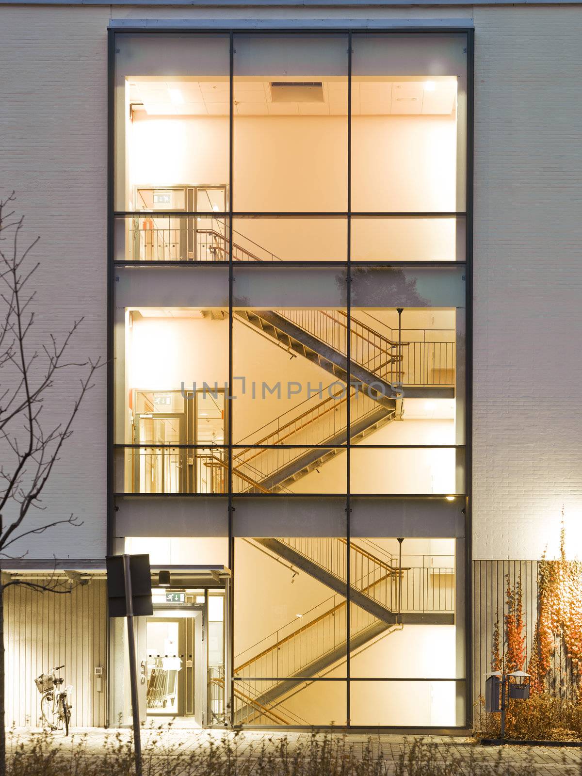 Stairs in a building at dawn