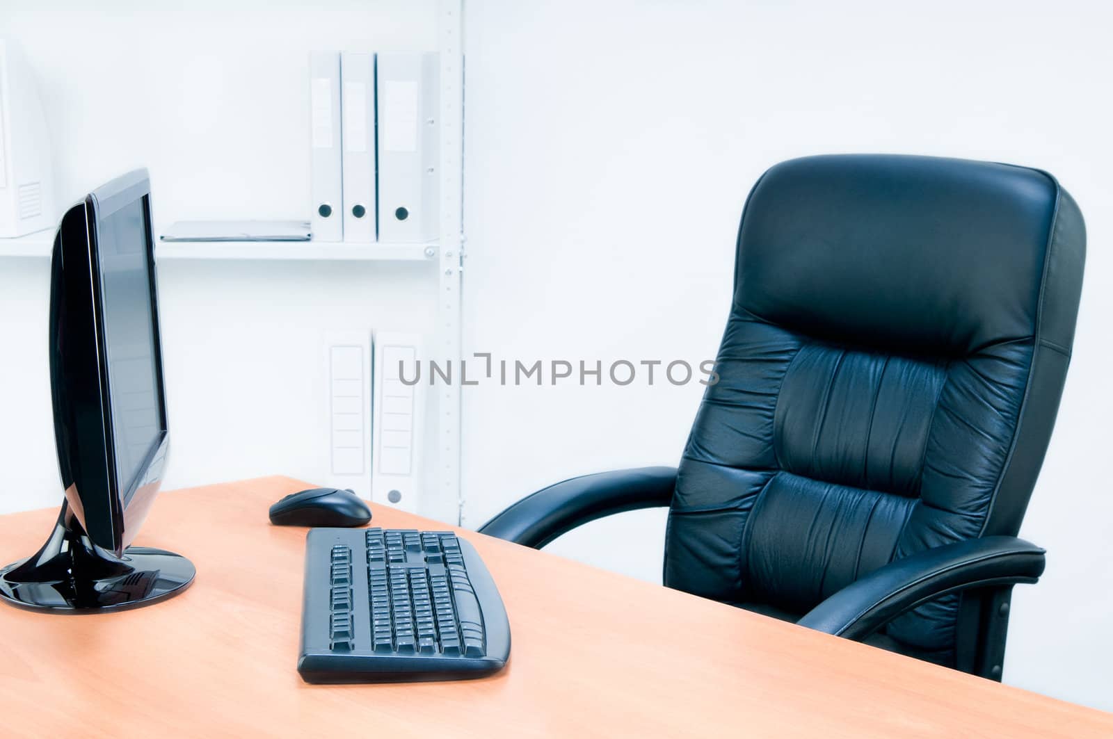 Armchair and table, isolated on white background, isolated monitor