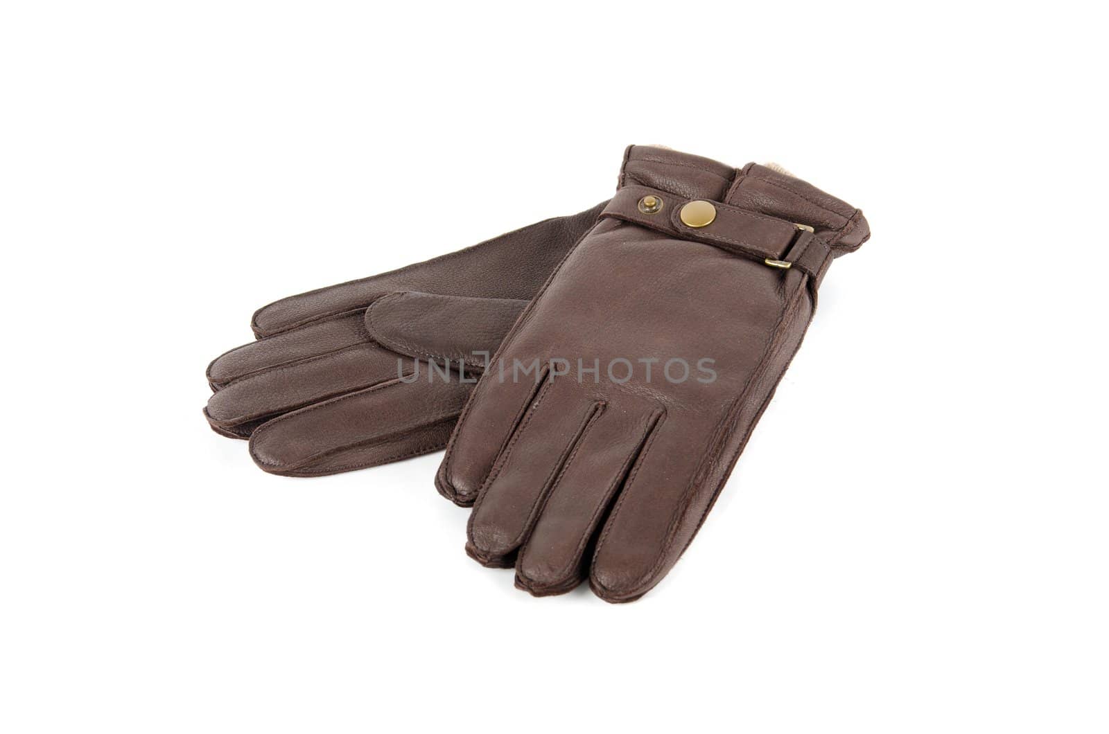 male leather gloves isolated on a white