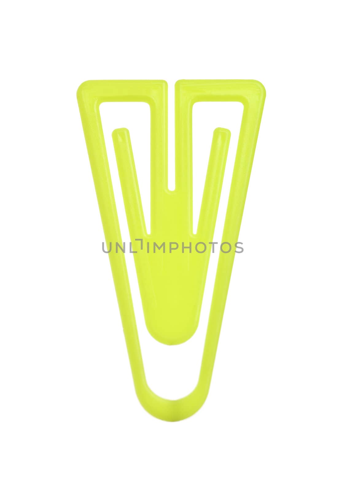 Yellow Paper Clip isolated on white background