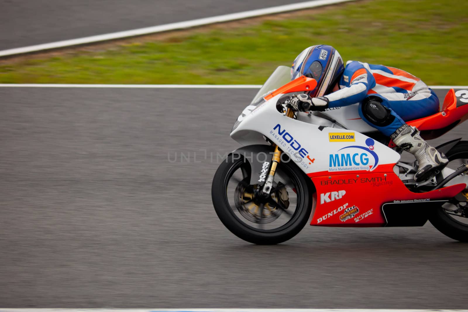 JEREZ DE LA FRONTERA, SPAIN - NOV 20: 125cc motorcyclist Taylor Mackenzie races in the CEV Championship on Nov 20, 2010, in Jerez de la Frontera, Spain