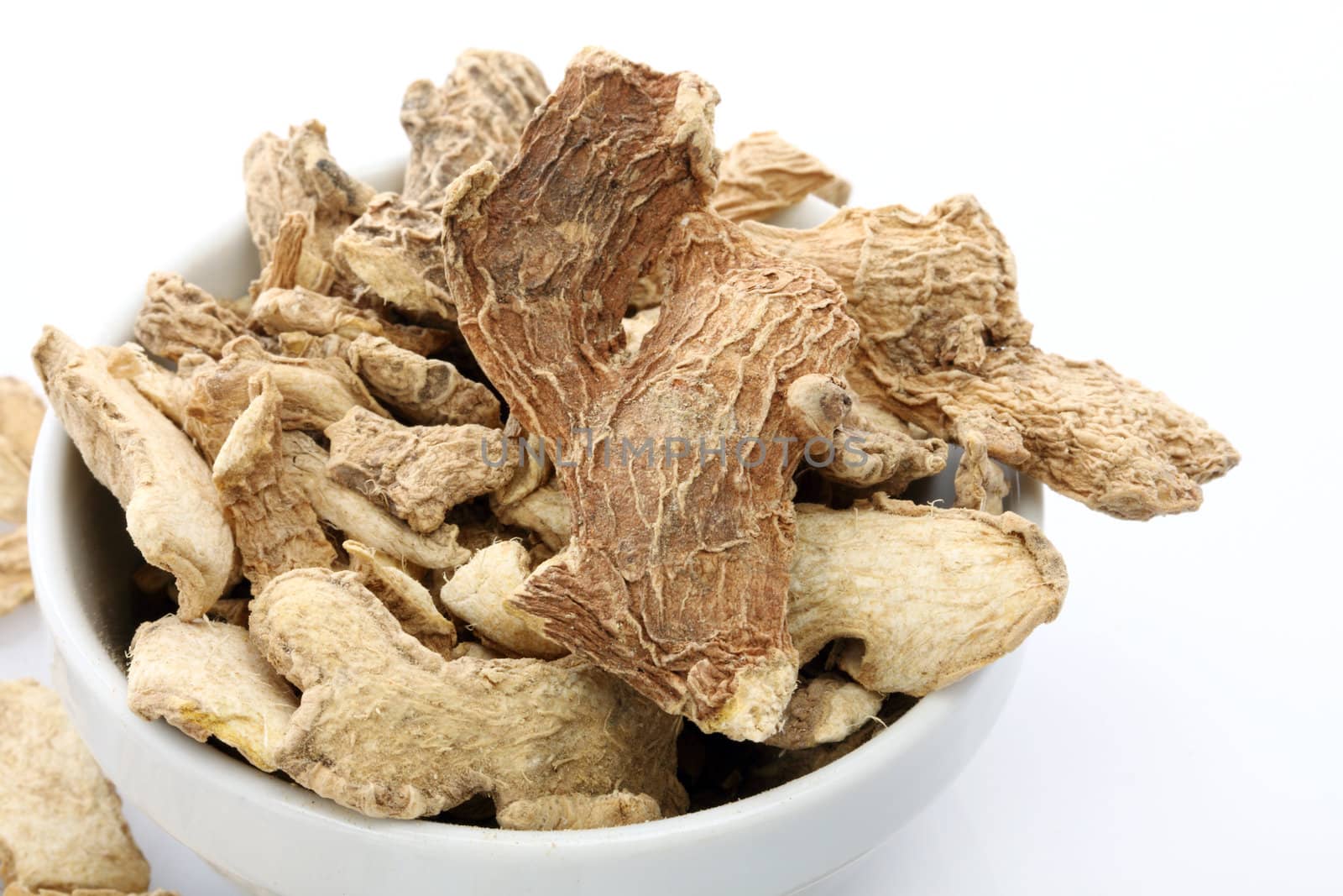 Close up of pile sun dried ginger