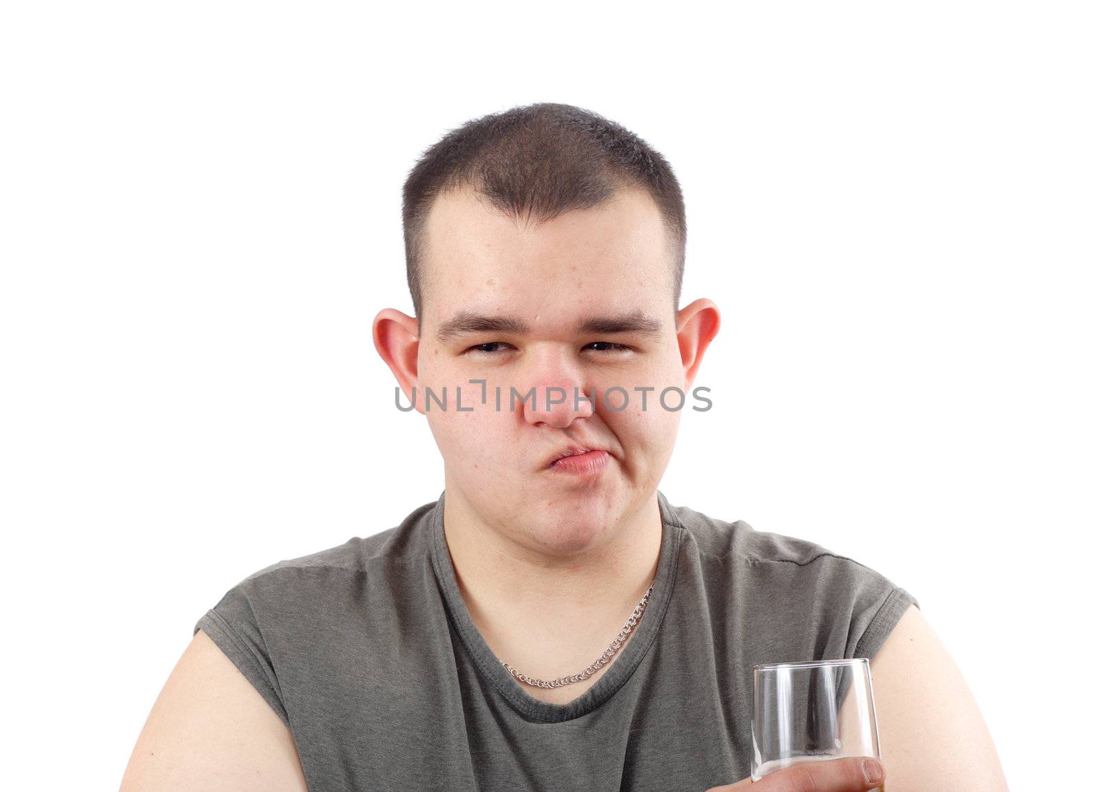 Obese man, photo on the white background