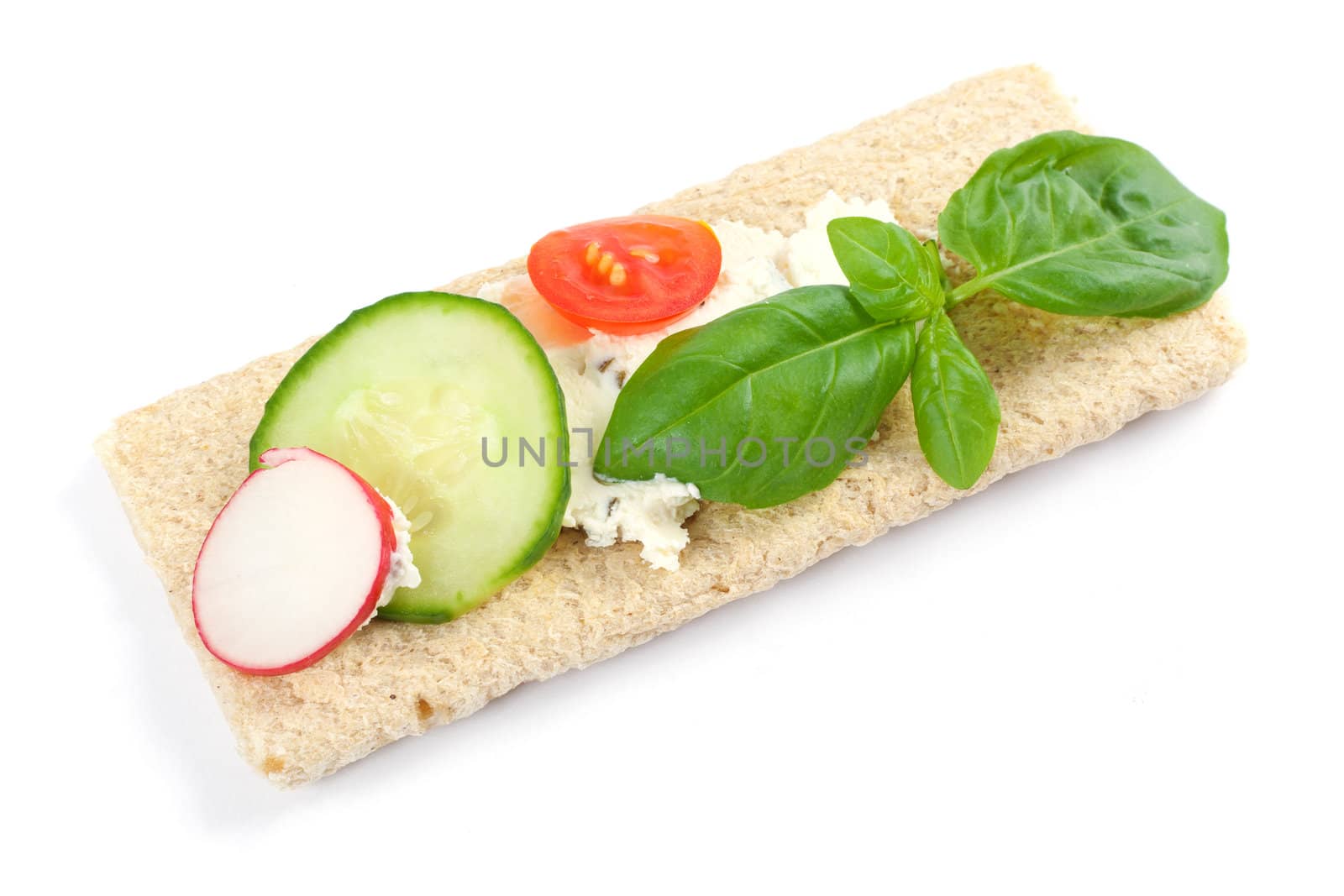 dietetic sandwich, photo on the white background