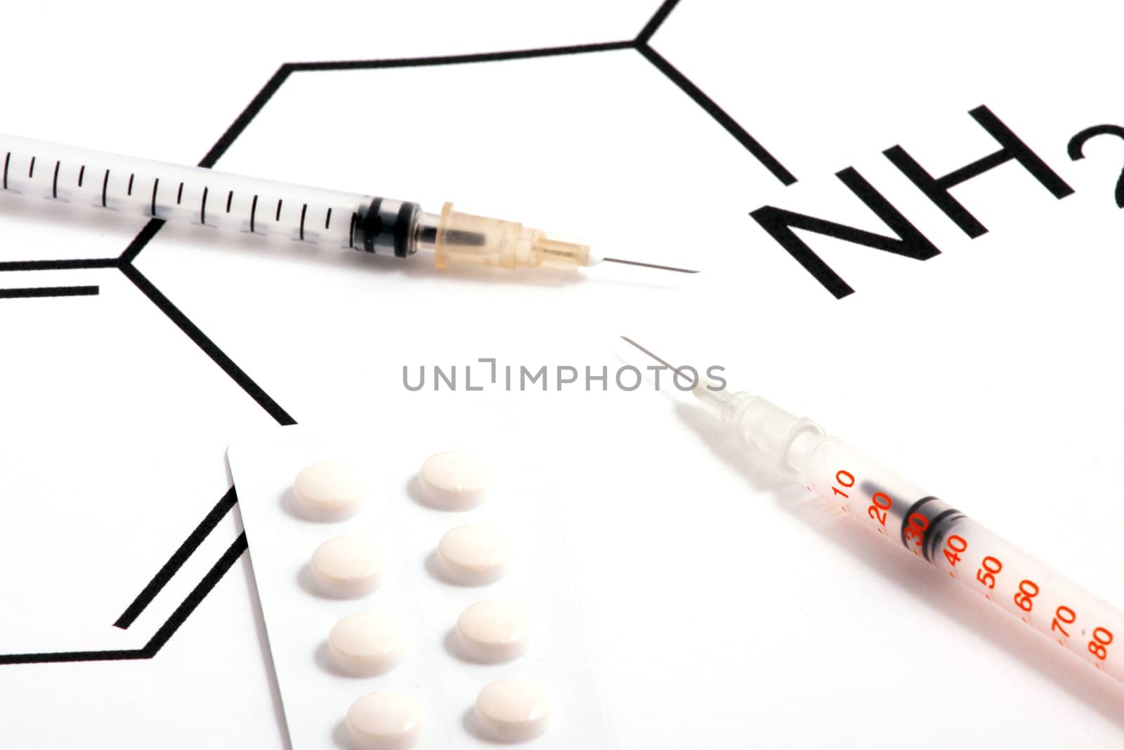 Medical science equipment on white background