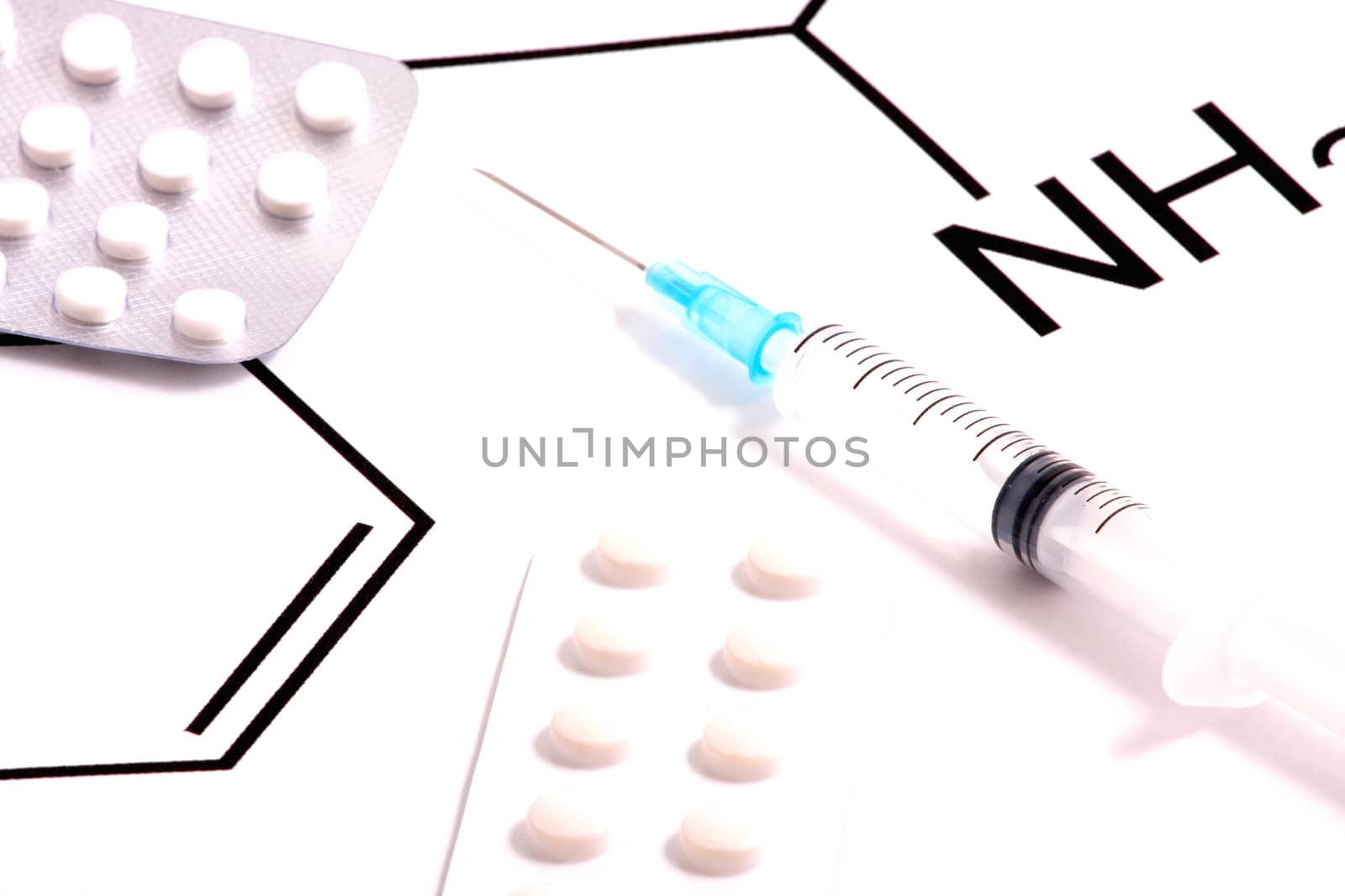 Medical science equipment on white background