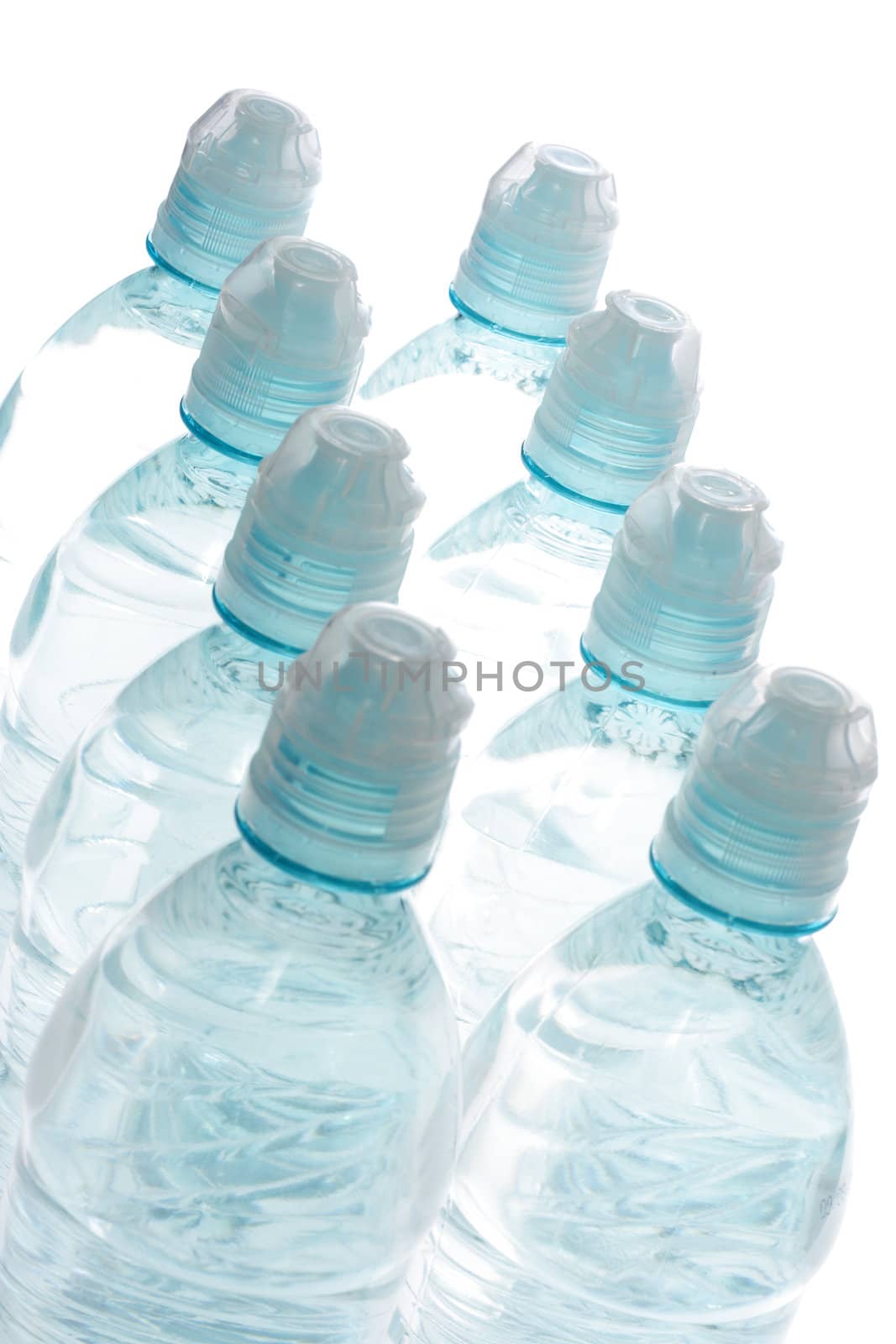 Bottled water, photo on the white background 