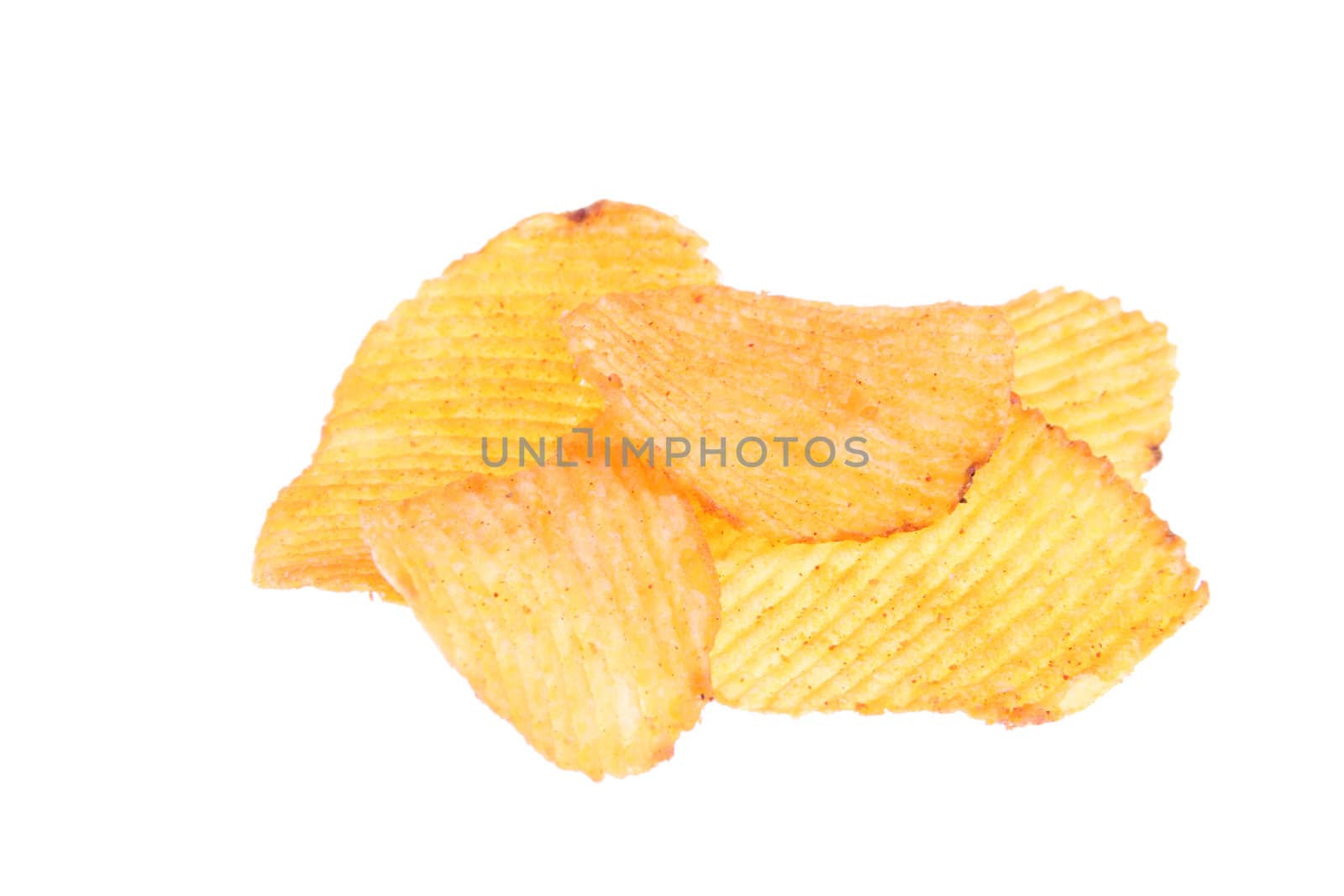 potato chips, photo on the white background