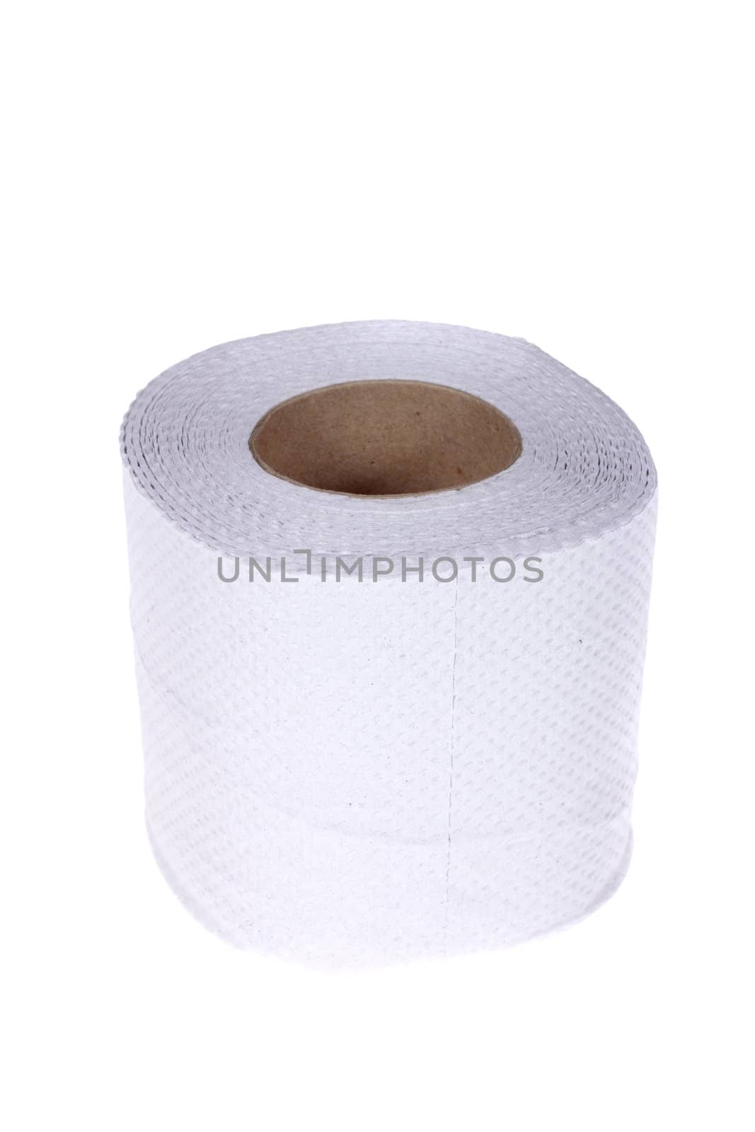 White toilet paper, photo on the white background