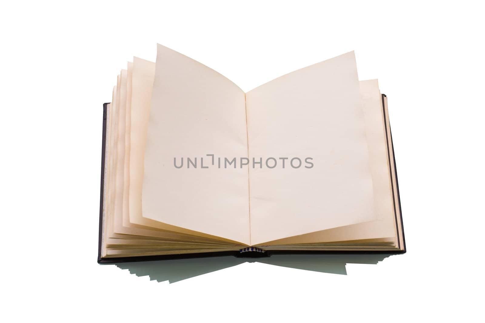 Open book over a white background